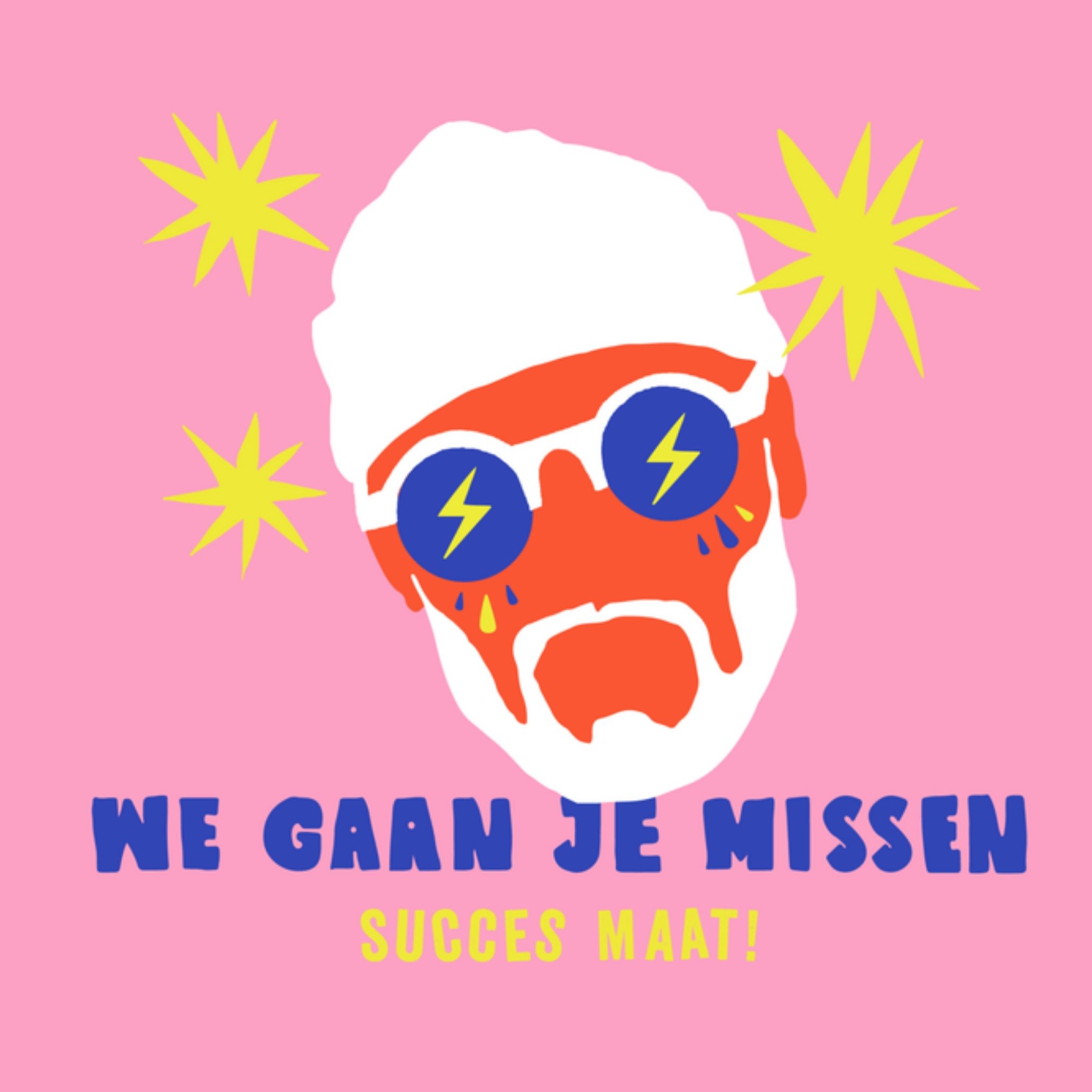 Greetz Nieuwe baan Illustratie Baard Vierkant