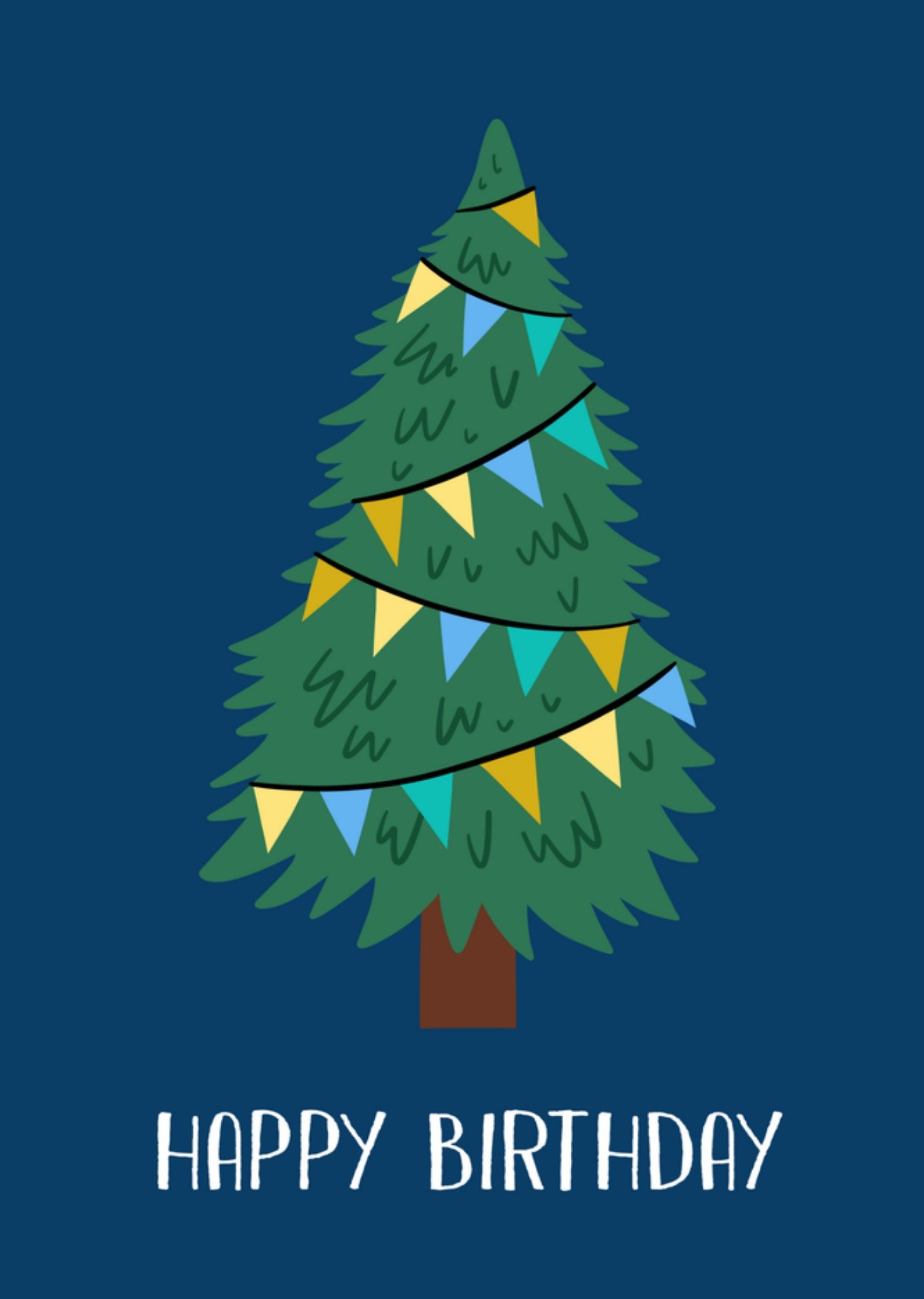 Kerstkaart kerstboom verjaardag Greetz