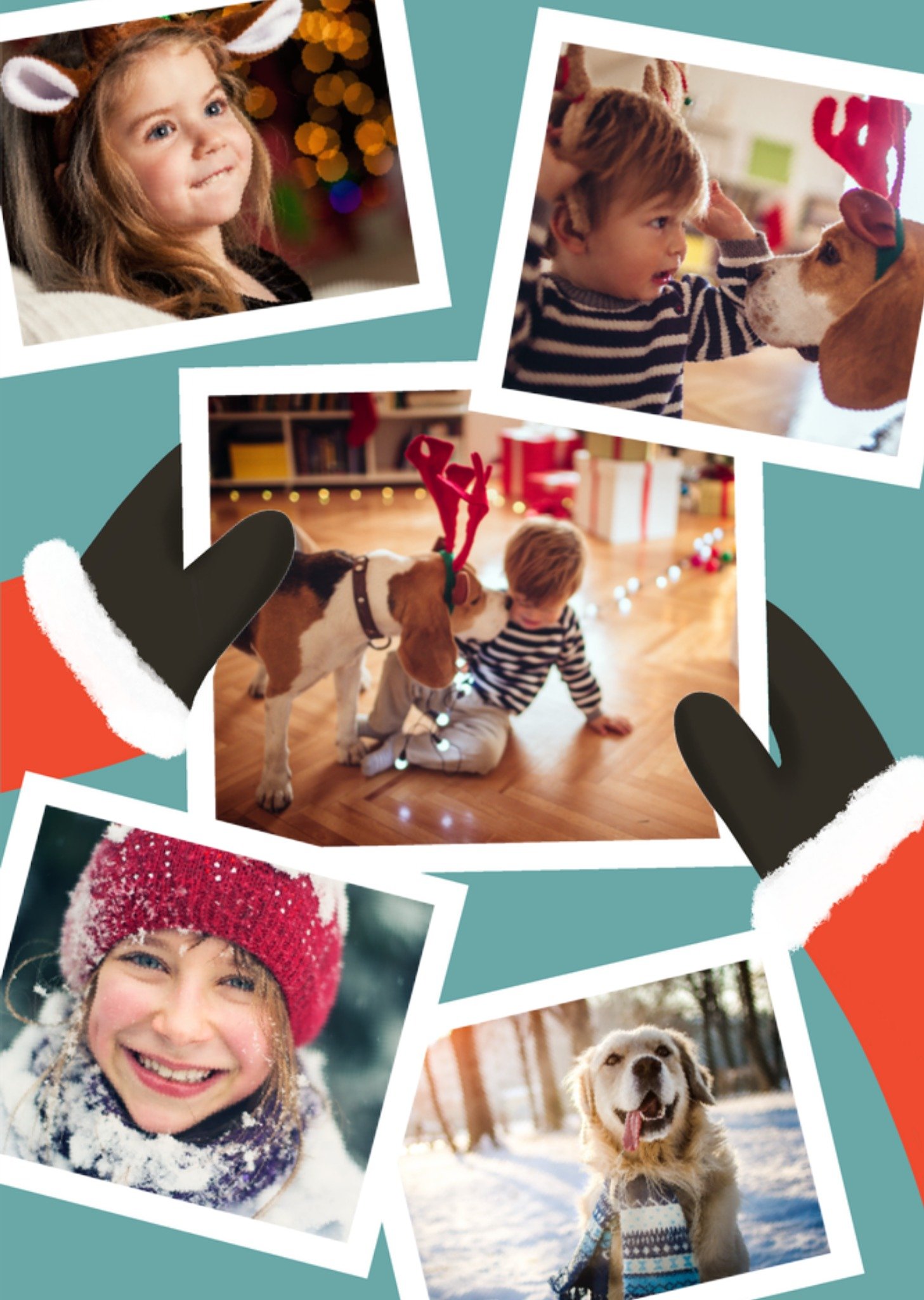 Kerstkaart Met fotos Kerstman wanten Greetz