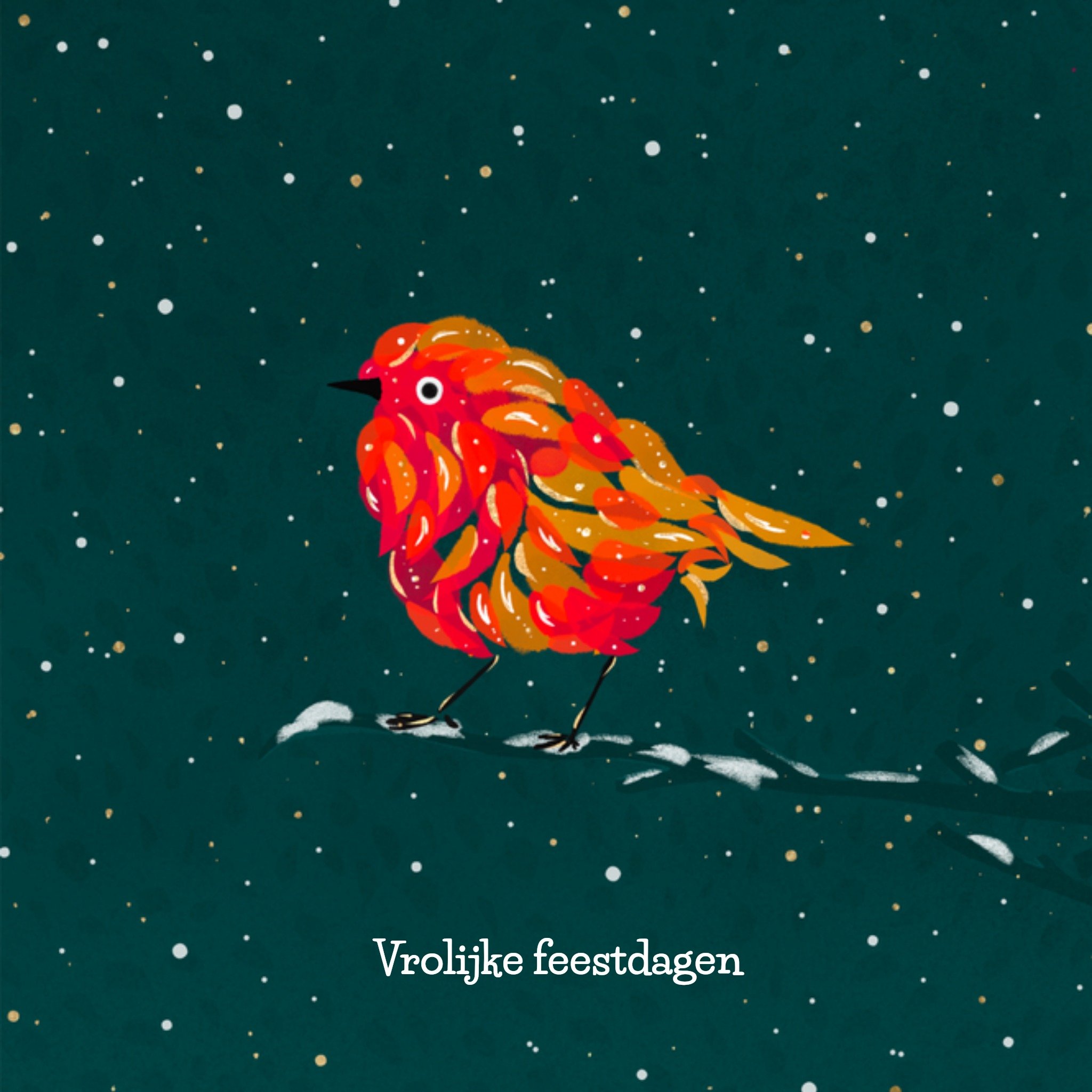 Greetz Kerst Neutraal Vogel Vierkant