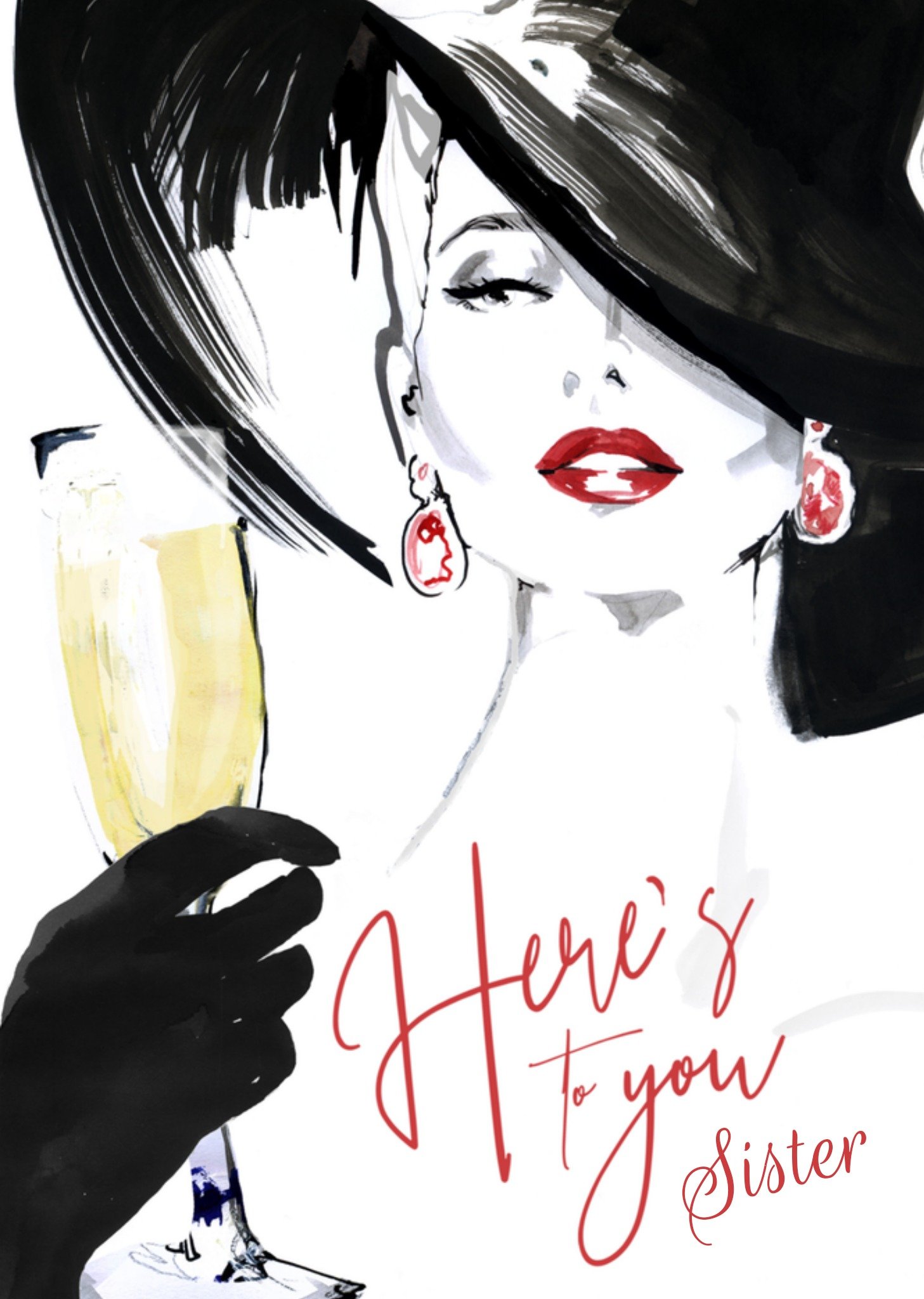 Verjaardagskaart Vrouw met champagne Kaart Greetz