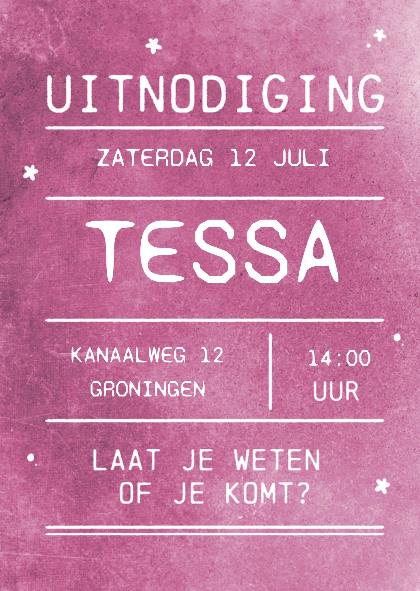 Kinderfeestje Paars Kaart Greetz