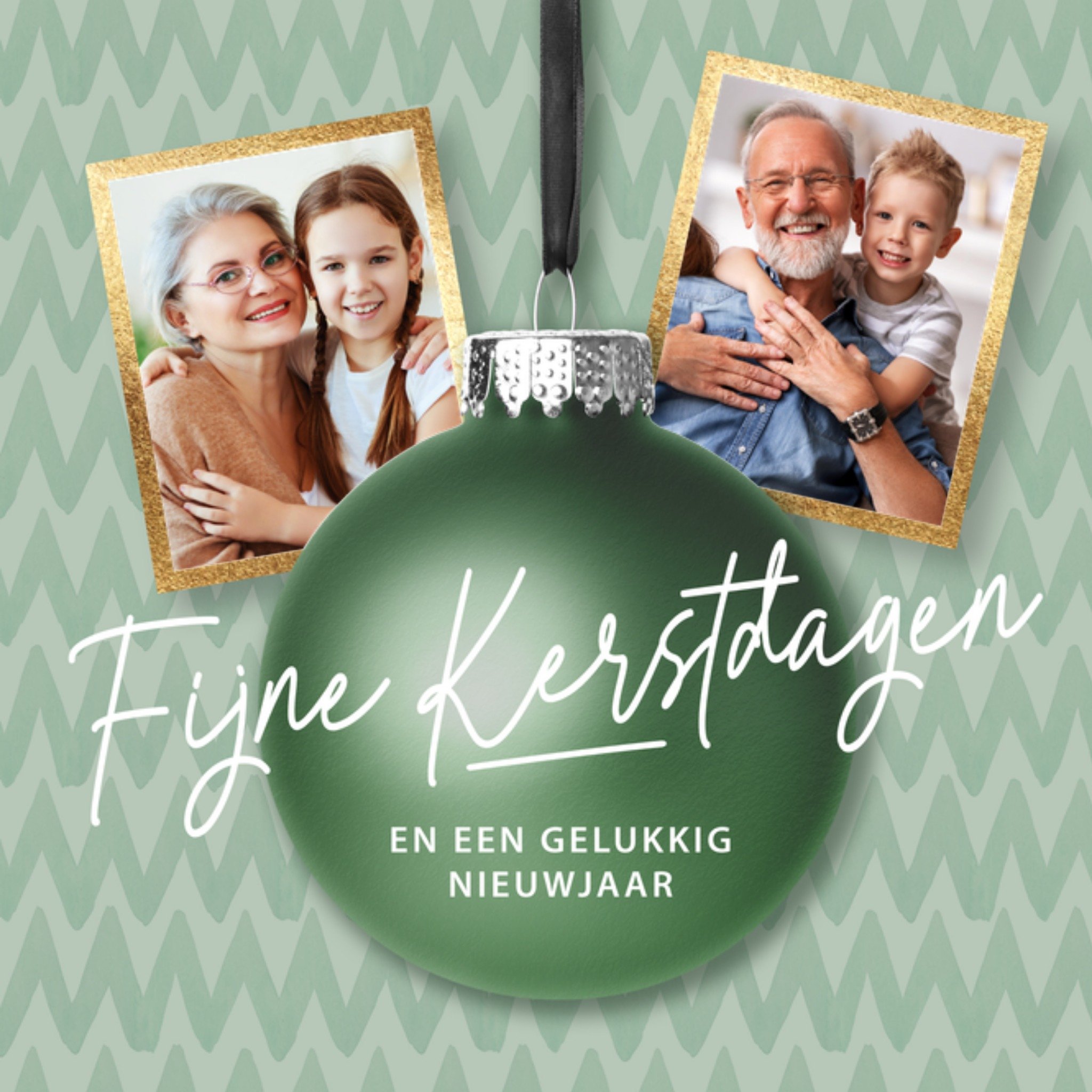 Luckz Kerstkaart Met foto Kerstbal Vierkant