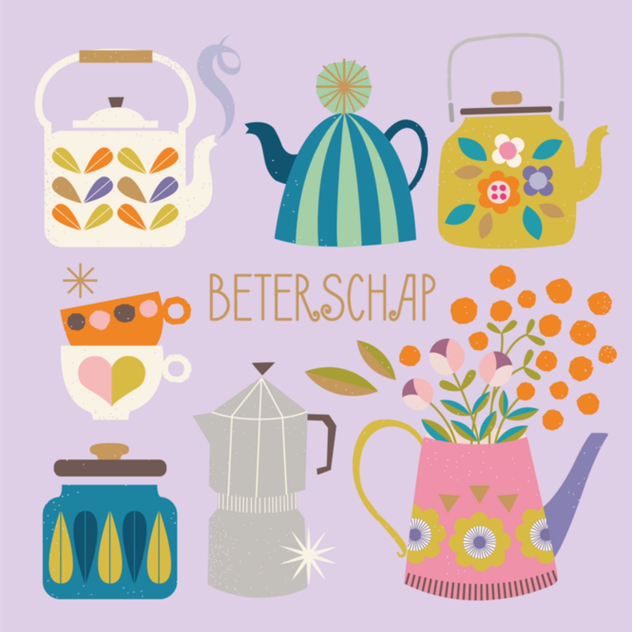 Beterschapskaart Thee en Koffie Vierkante Kaart Paperclip