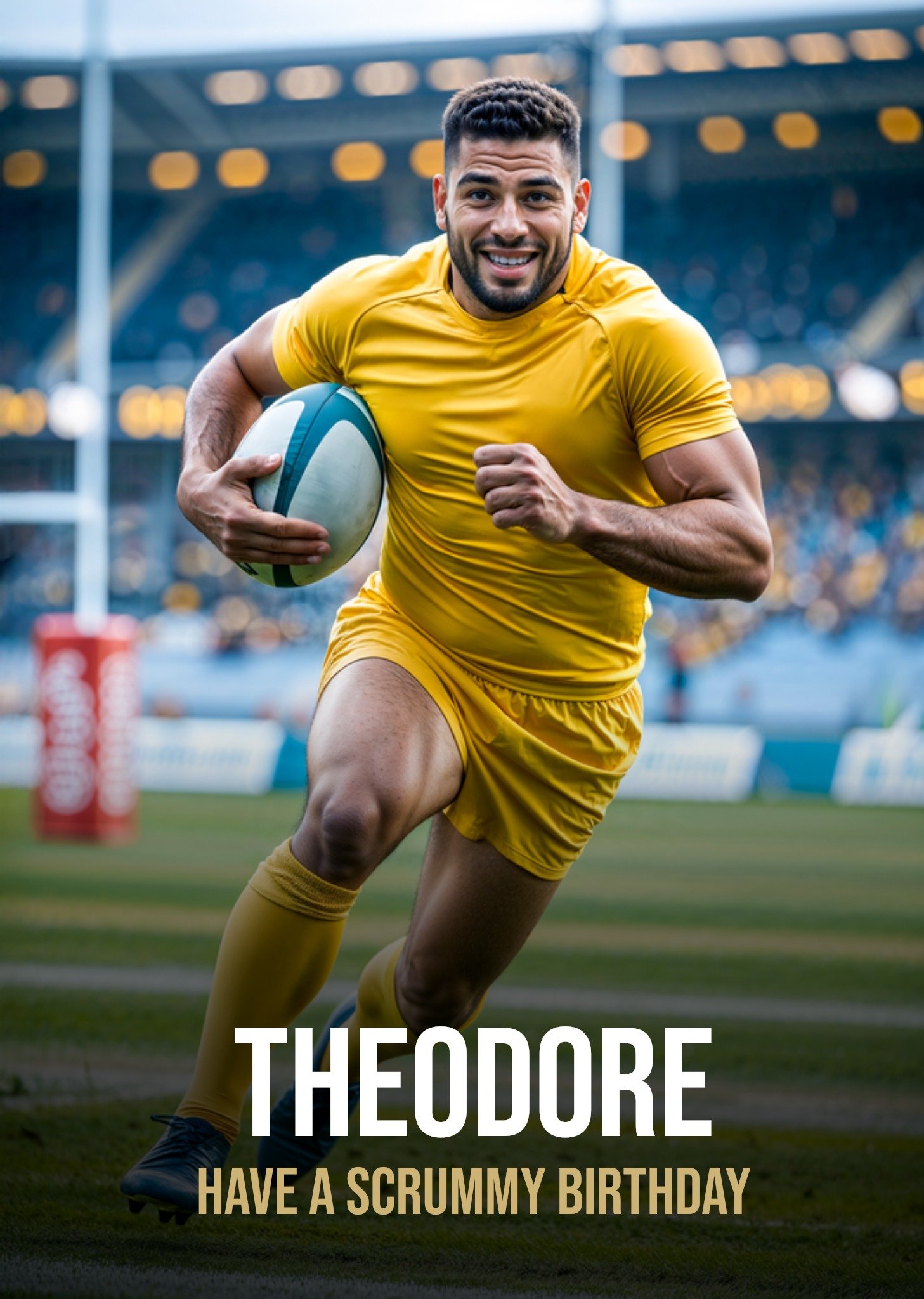 The London Studio Verjaardagskaart Funny face swap male rugby player Greetz