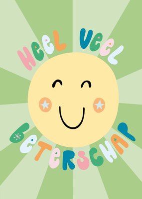 Geïllustreerde Smiley Heel Veel Beterschap Kaart