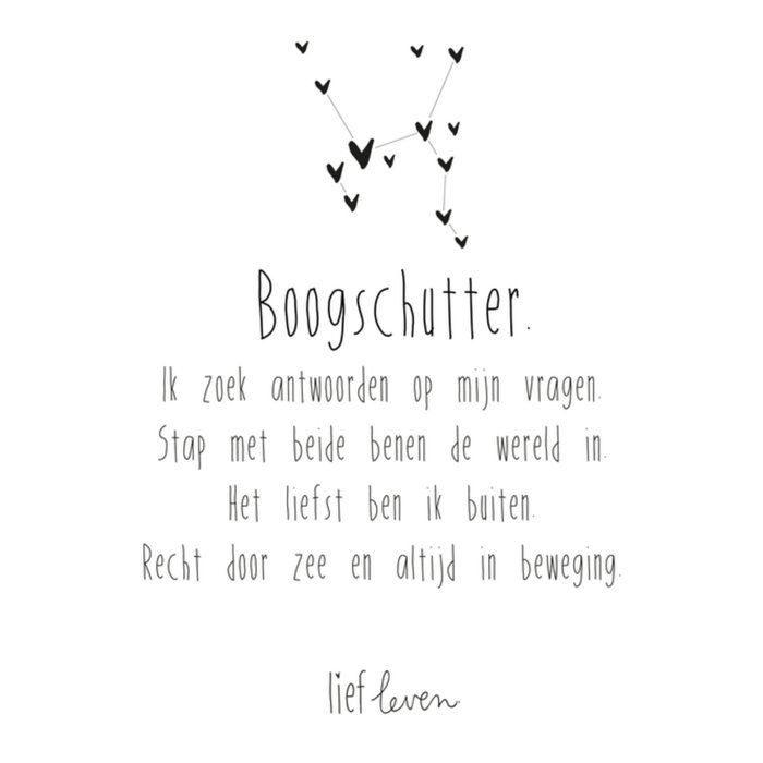 Lief Leven | Sterrenbeeld kaart | Boogschutter