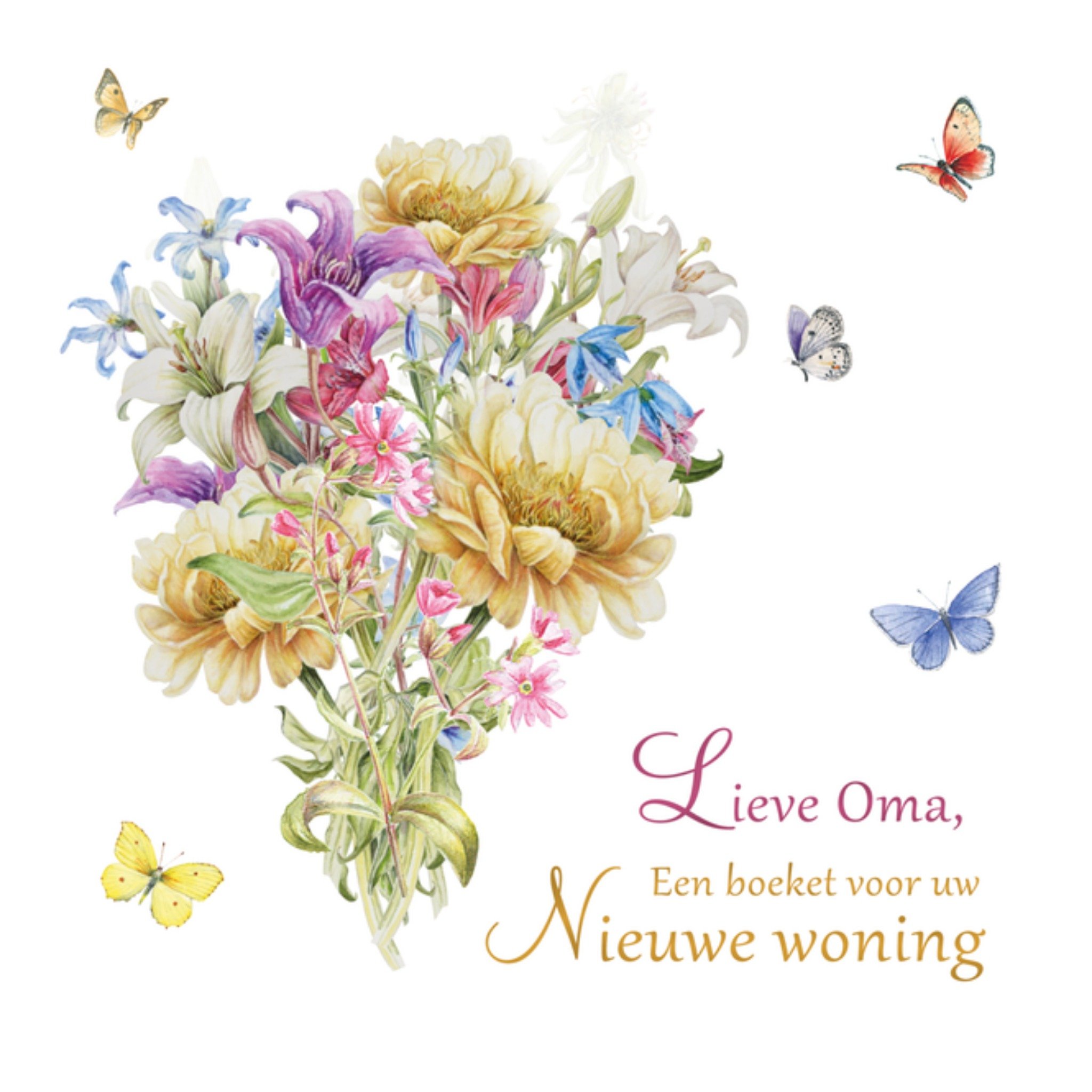 Nieuwe woning Bloemen Oma Vierkante Kaart Janneke Brinkman