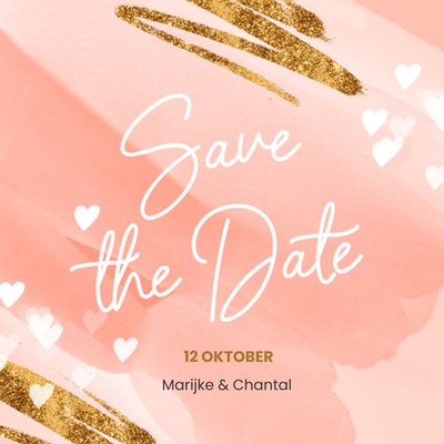 Save The Date Aquarel Hartjes Bruiloft Kaart
