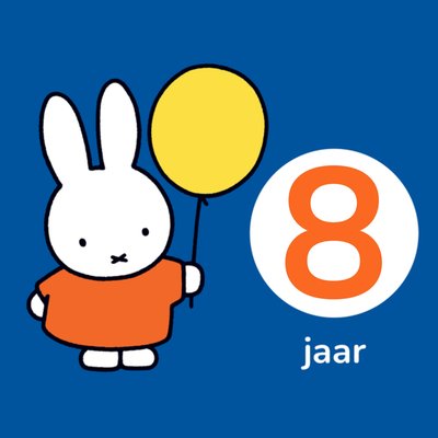 Nijntje Geïllustreerd Ballon 8e Verjaardag Kaart