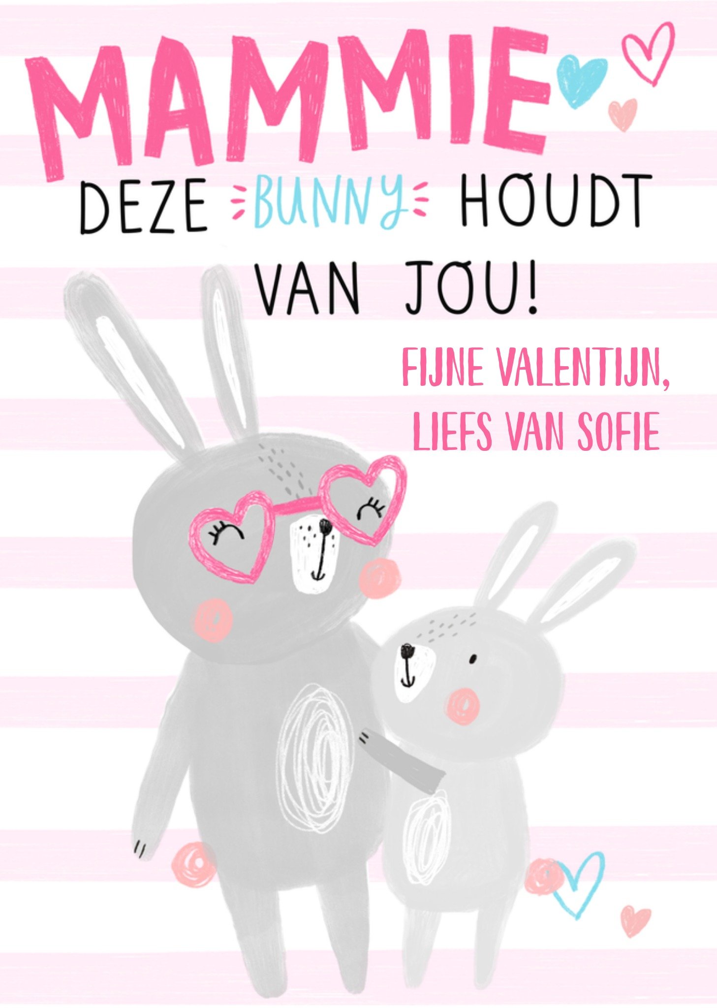 Valentijnskaart Mammie deze bunny houdt van jou! Aanpasbare Tekst Kaart Greetz