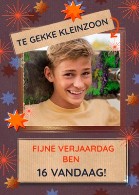Te Gekke Kleinzoon Sterren Foto Upload 16e Verjaardag Kaart