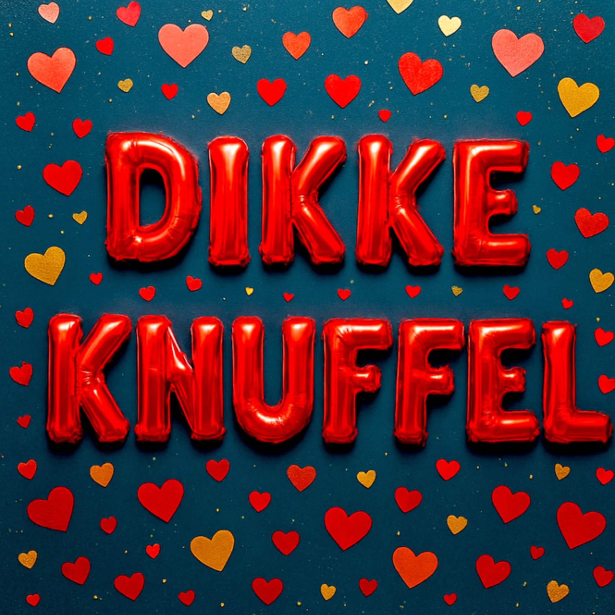 Valentijnskaart Dikke Knuffel Ballonletters Met Hartjes Kaart Vierkante Kaart Greetz