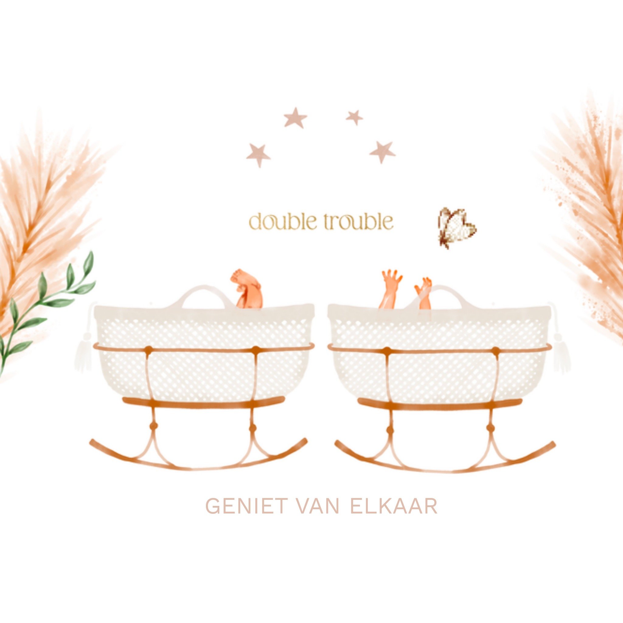 Greetz Geboortekaart Double Trouble Vierkant