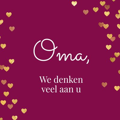 We Denken Veel Aan U Typografisch Hartjes Oma Kaart