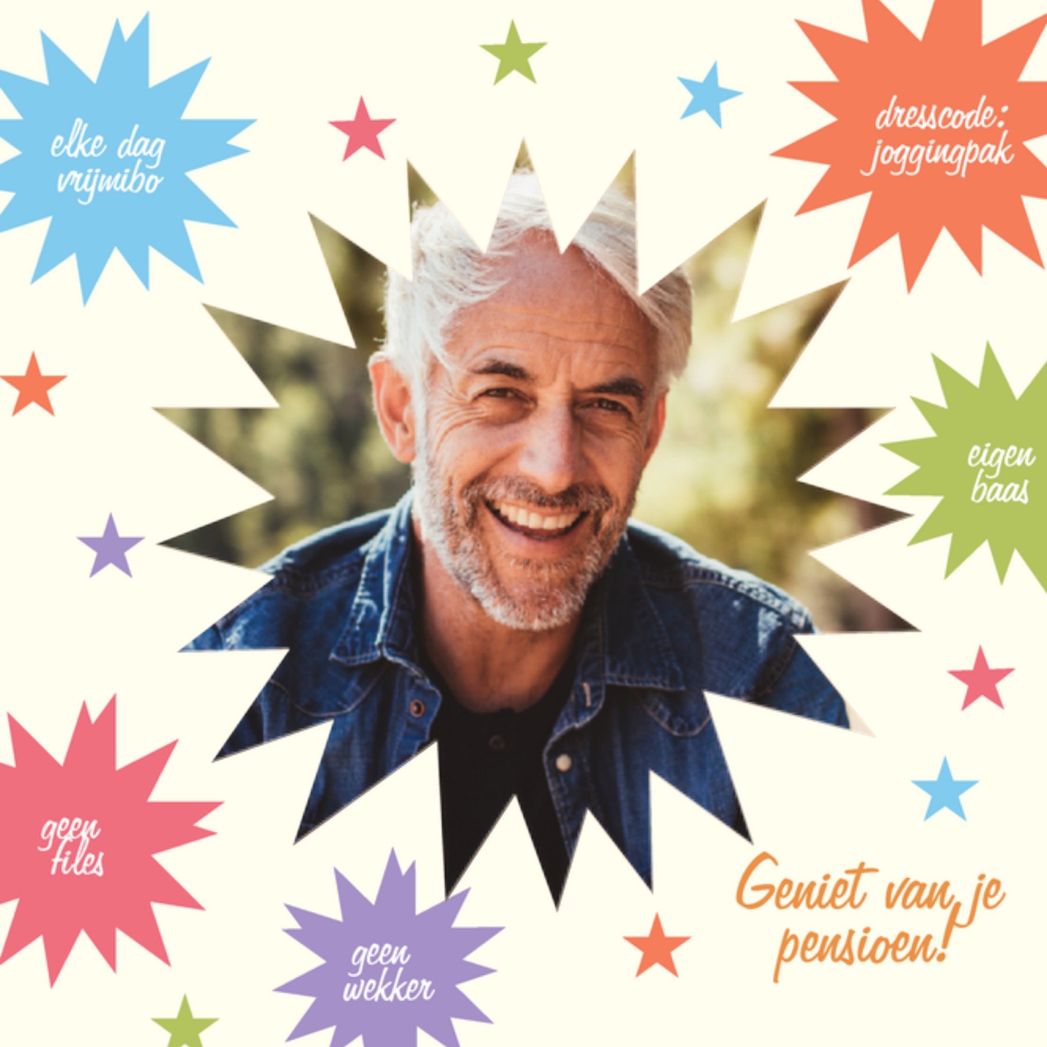 Greetz Pensioen kaart Met aanpasbare foto Vierkant