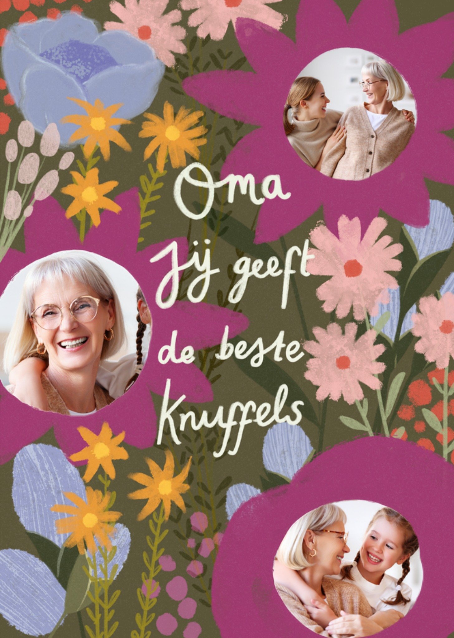 Moederdagkaart Oma jij geeft de beste knuffels Aanpasbare fotos Kaart Greetz