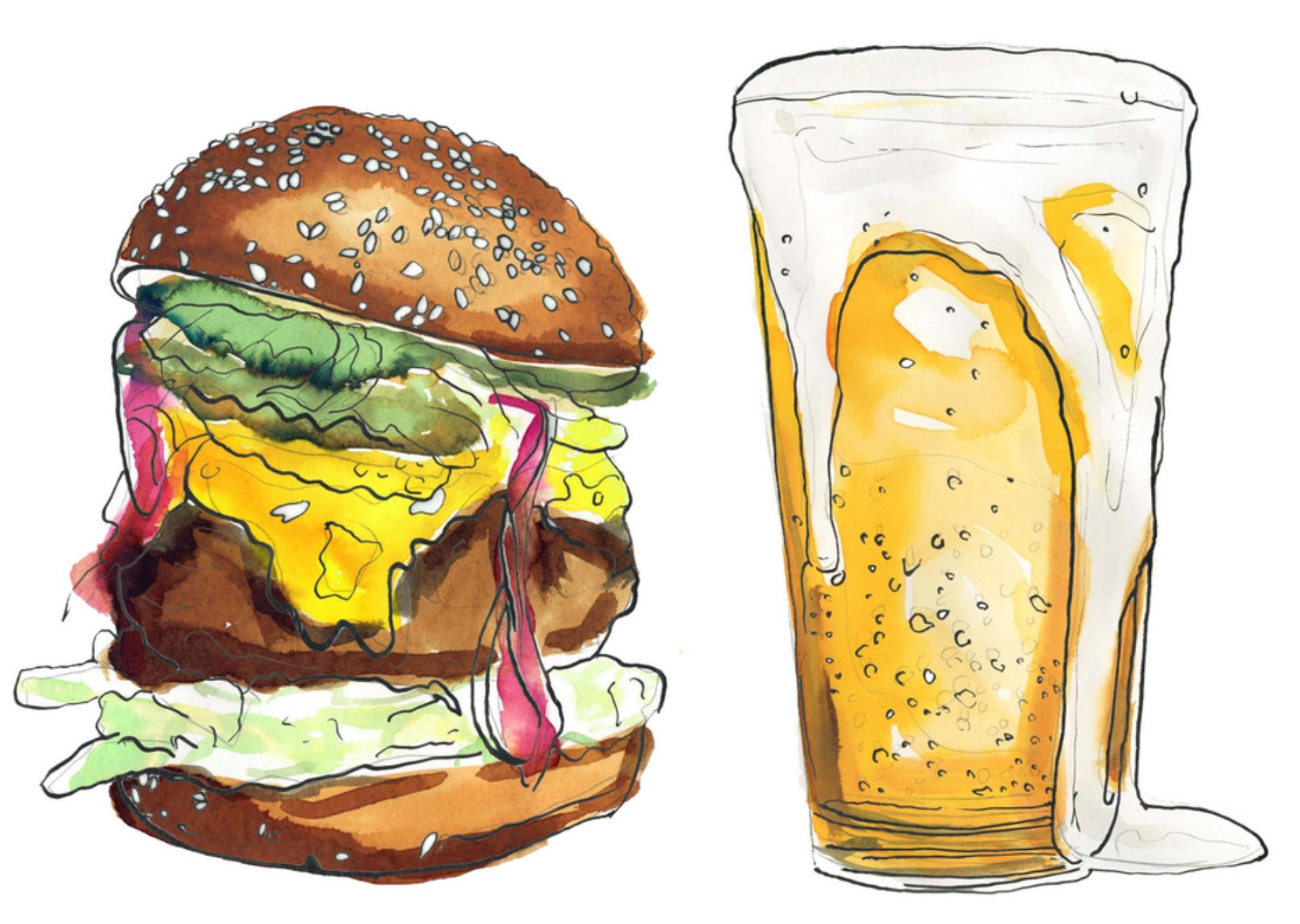 Verjaardagskaart hamburger bier Kaart Marie Bodié