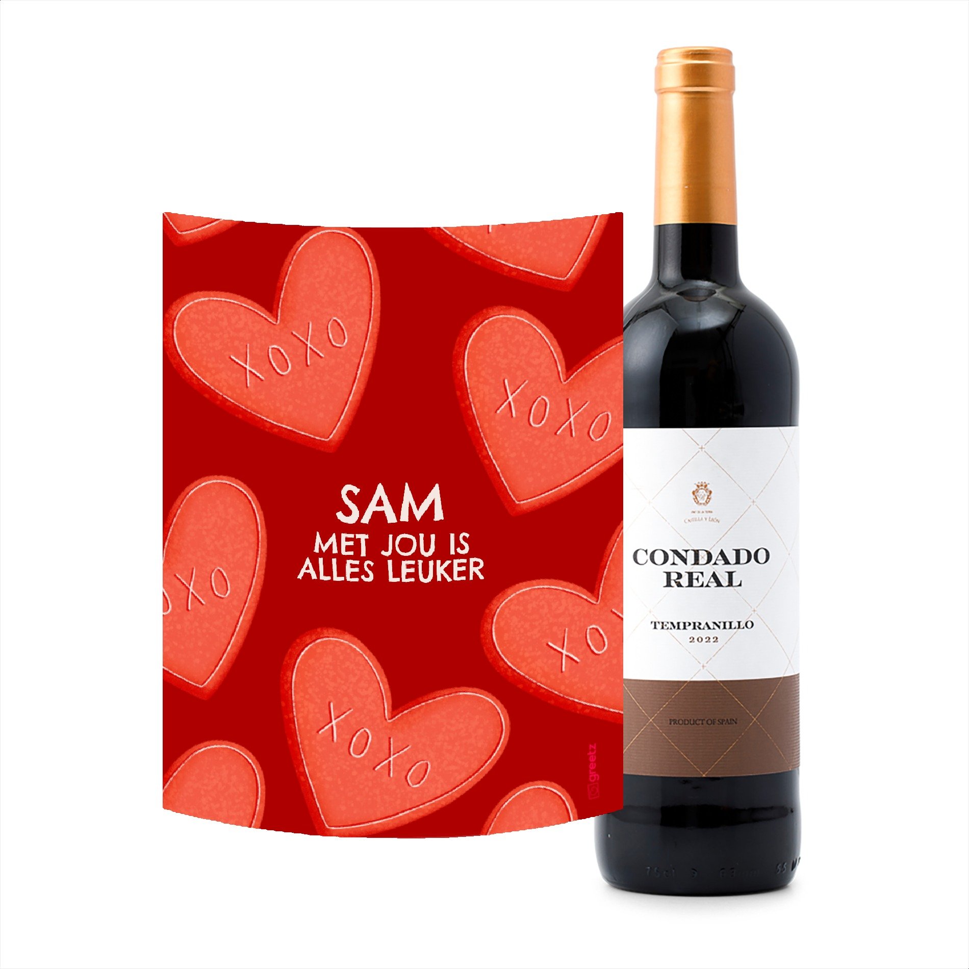 Tempranillo Tinto Love met eigen naam 750 ml Drankcadeaus Condado Real