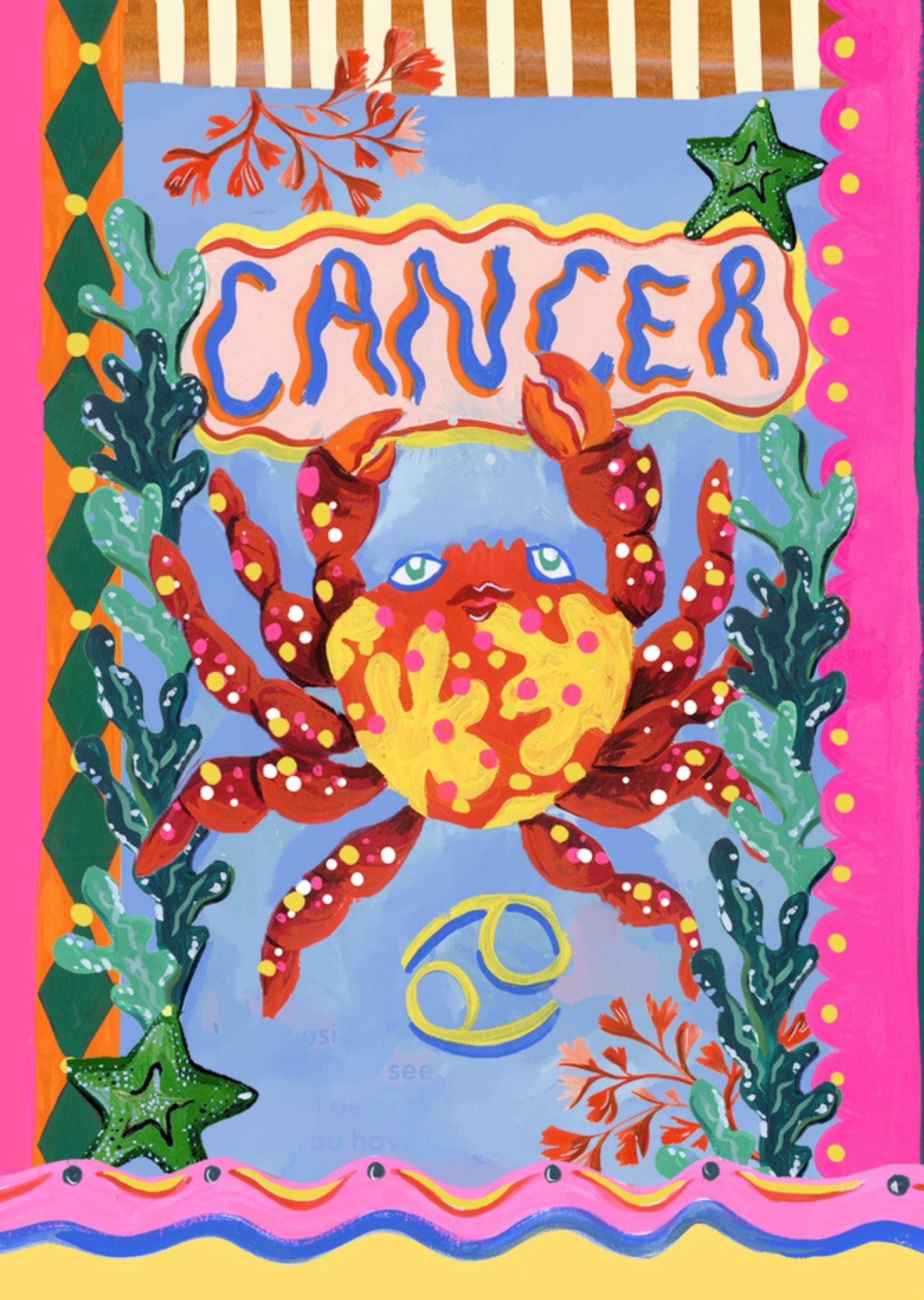 Verjaardagskaart Cancer Zodiac Sign Kaart Eleanor Bowmer