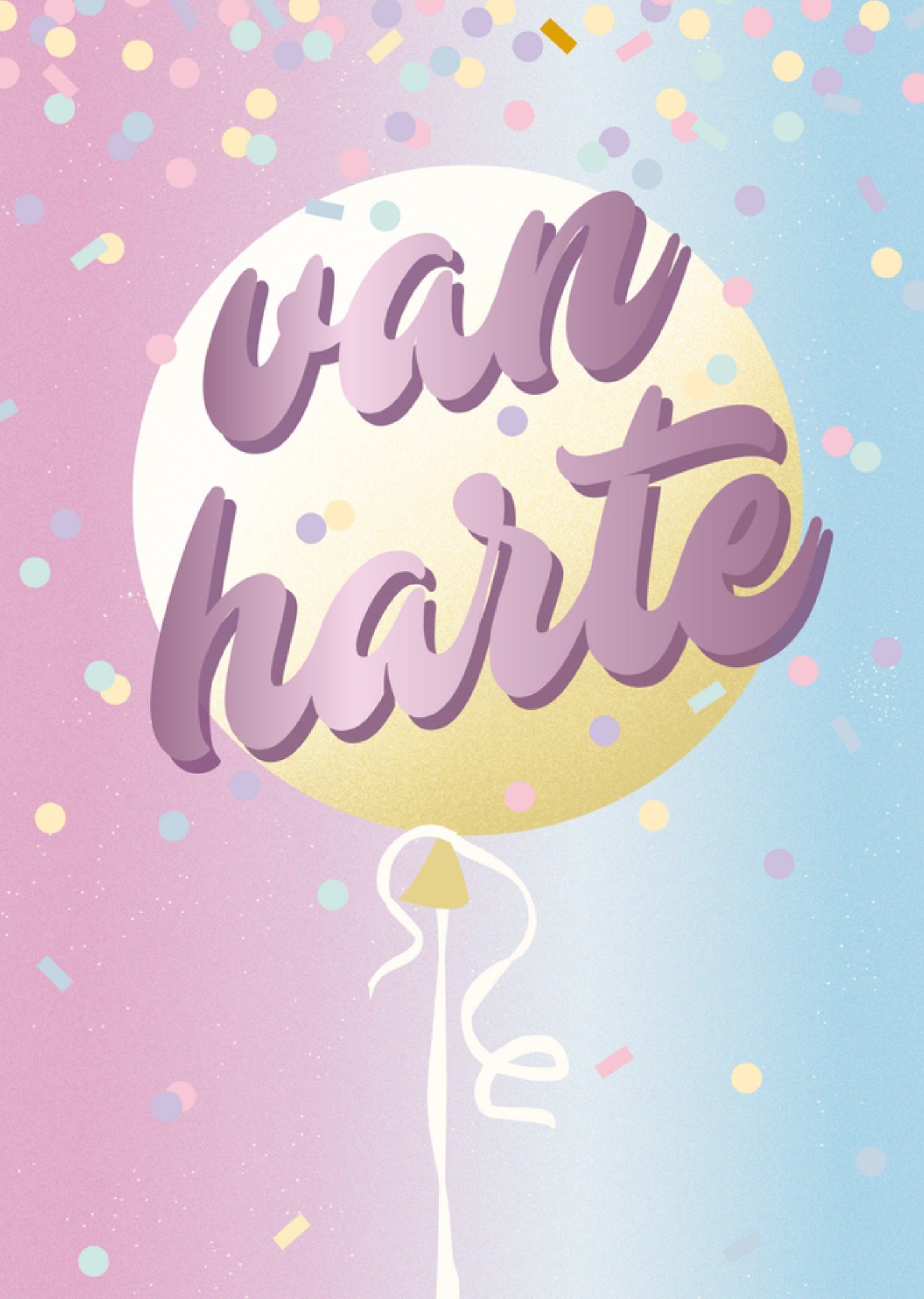 Verjaardagskaart Goude ballon Van harte Kaart Paperclip