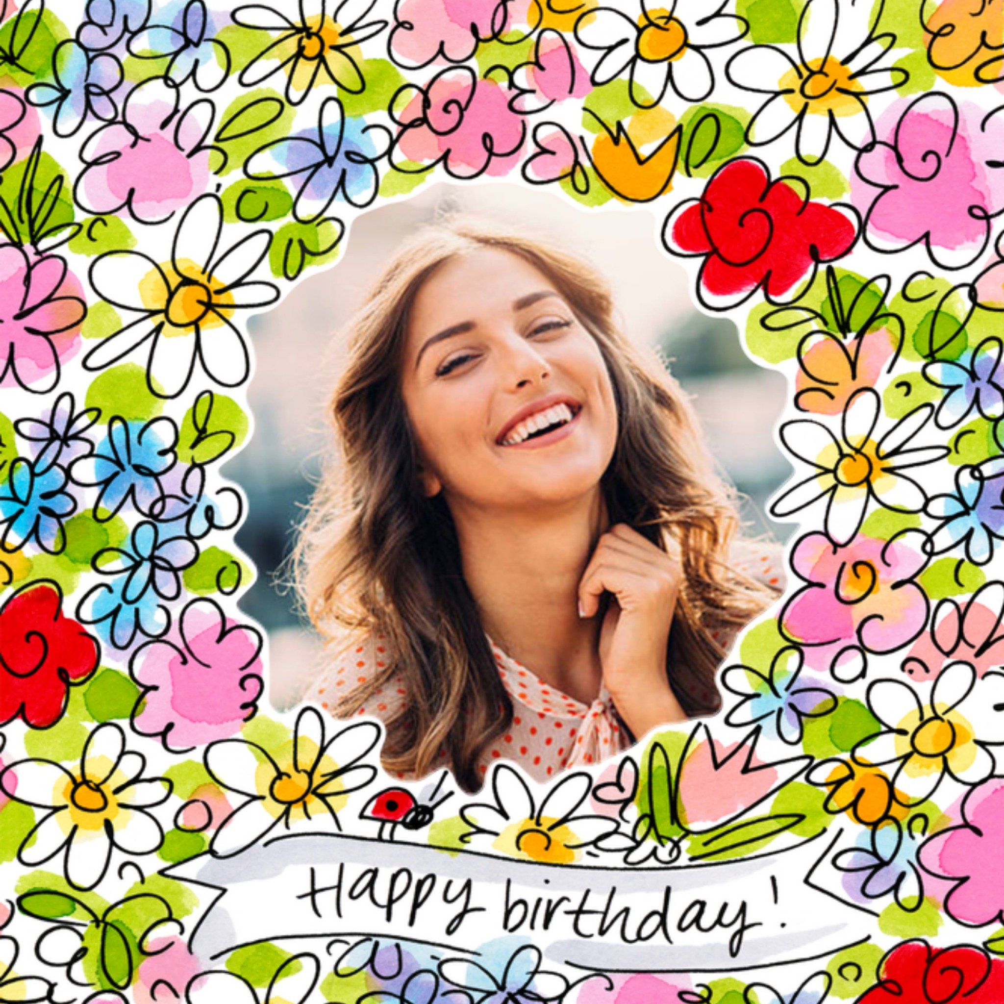 Verjaardag Vrolijk Bloemen Vierkante Kaart Blond Amsterdam