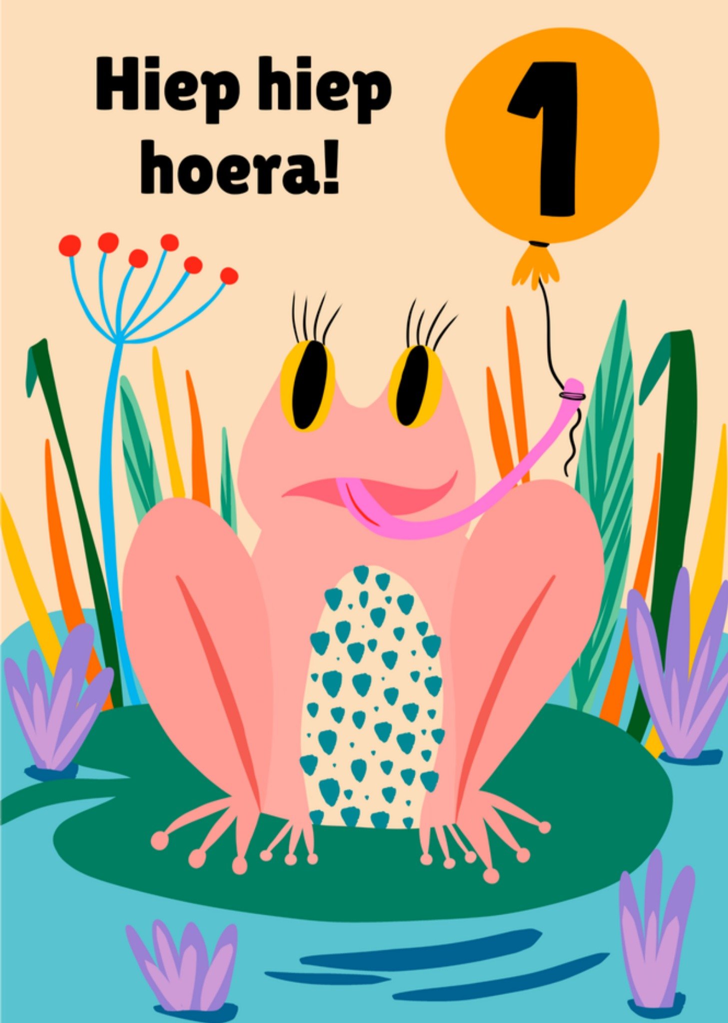 Verjaardagskaart 1 Kikker Meisje Kaart Greetz