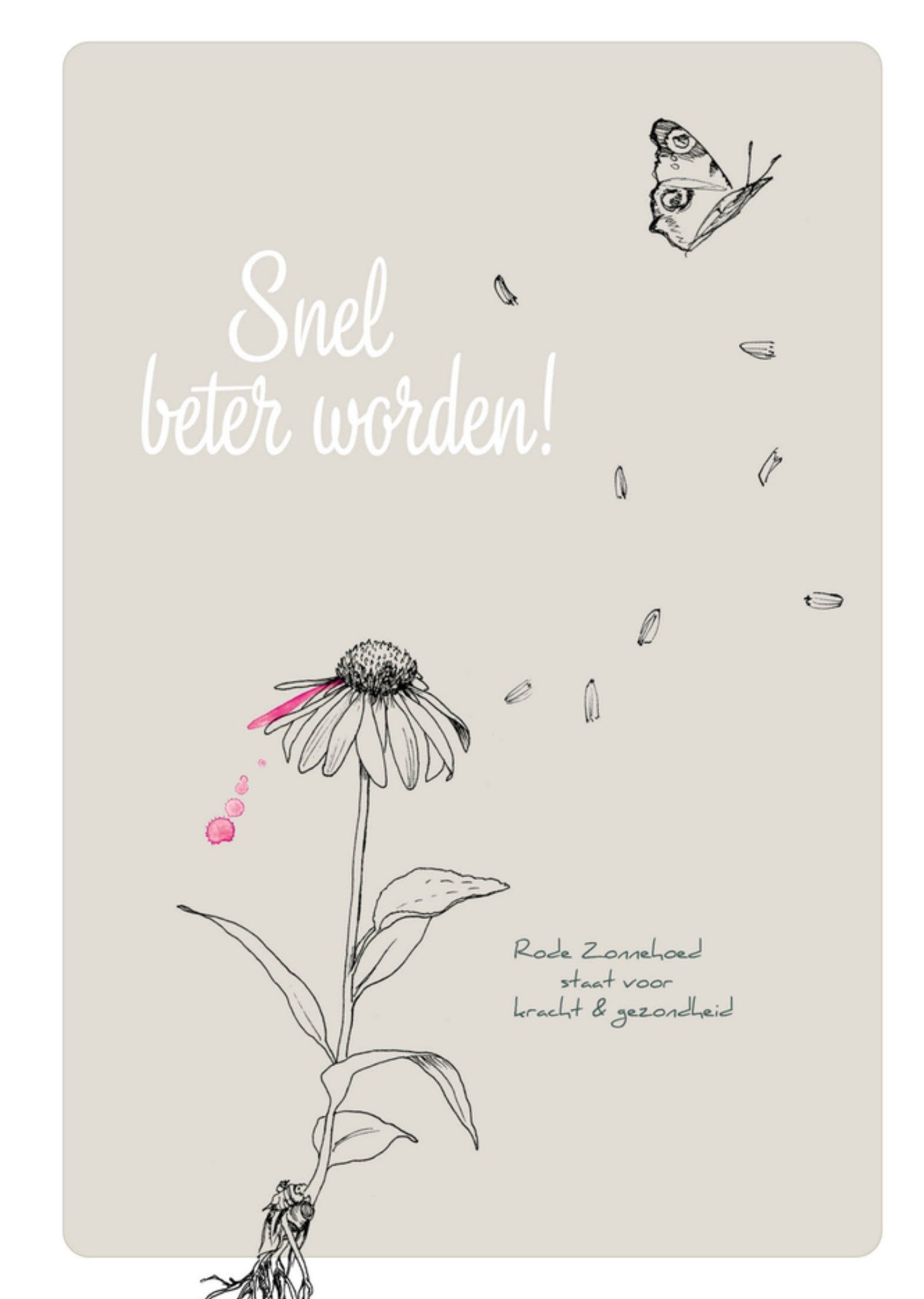 Veer Moon Beterschapskaart Rode zonnehoed en vlinder Standard Card