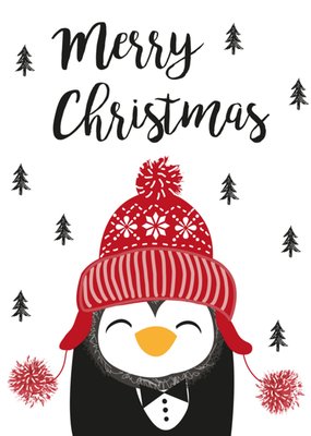 Tsjip | Kerstkaart | pinguin | bomen