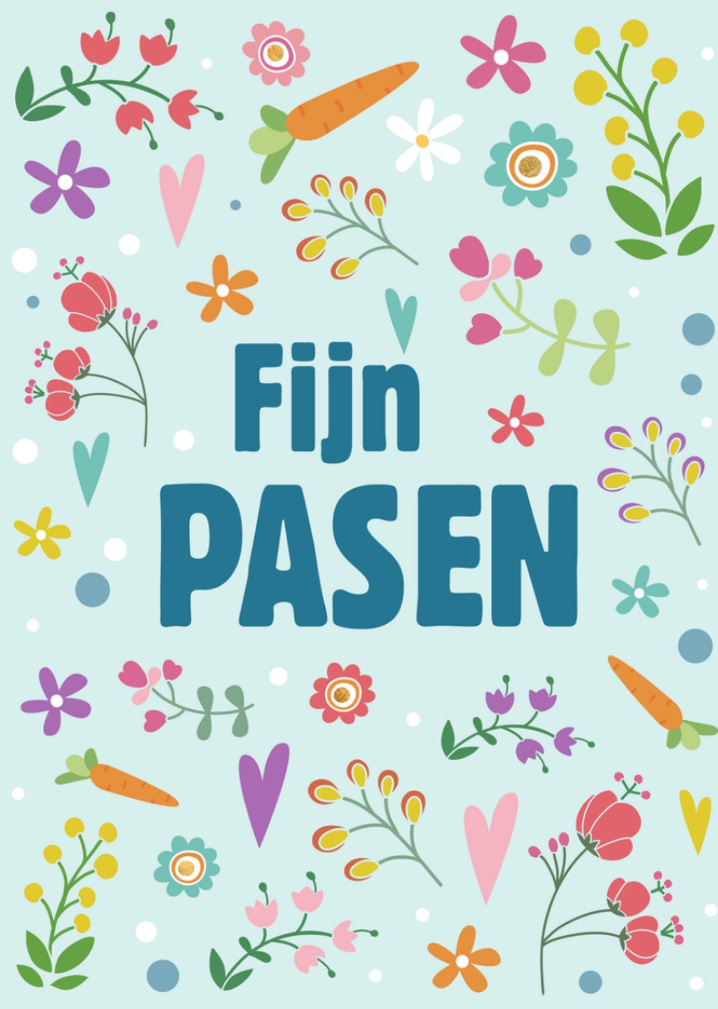 Paaskaart fijn pasen bloemen Kaart Greetz