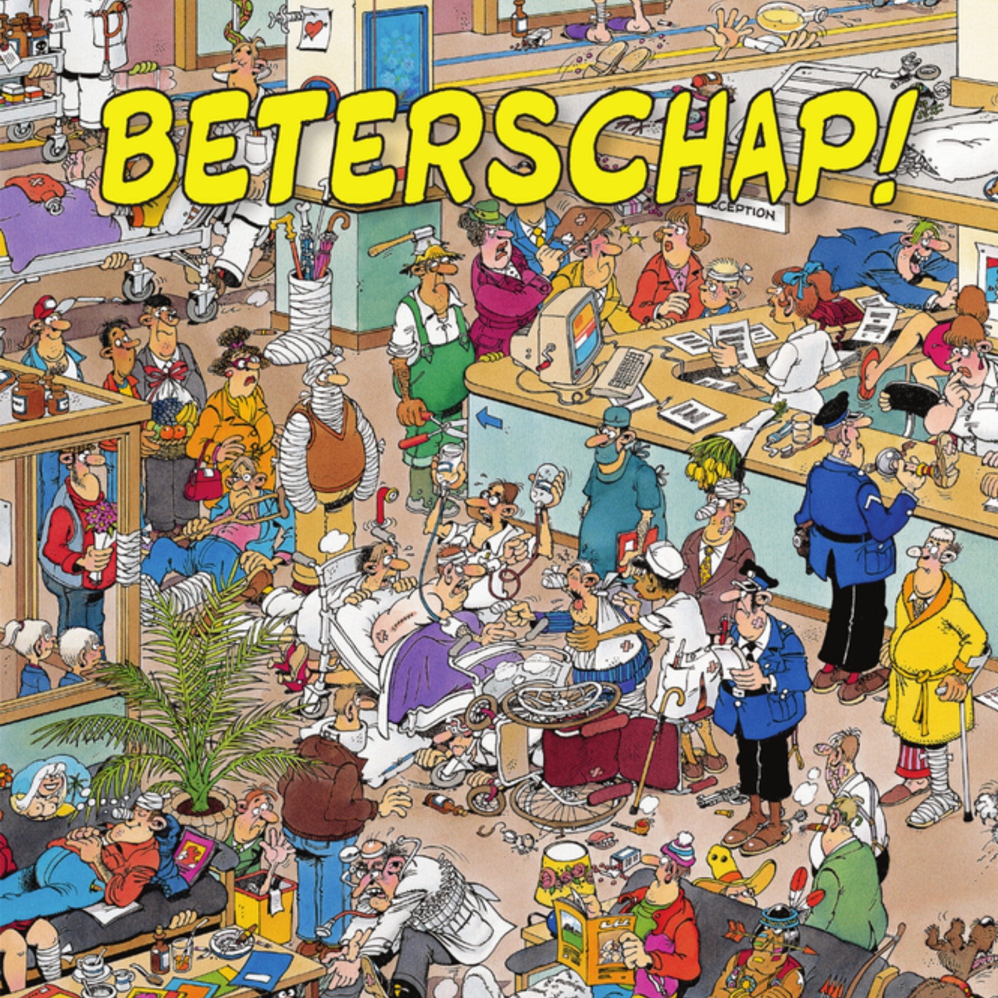 Beterschapskaart Getekend ziekenhuis Vierkante Kaart Jan van Haasteren