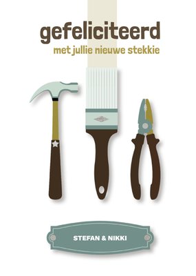 Gefeliciteerd Met Jullie Nieuwe Stekkie Geïllustreerd Gereedschap Kaart