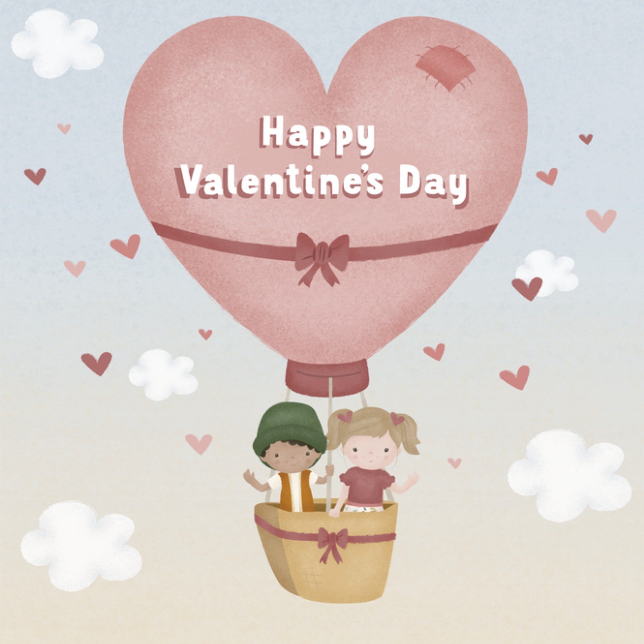 Valentijnskaart Luchtballon Vierkante Kaart Little Dutch