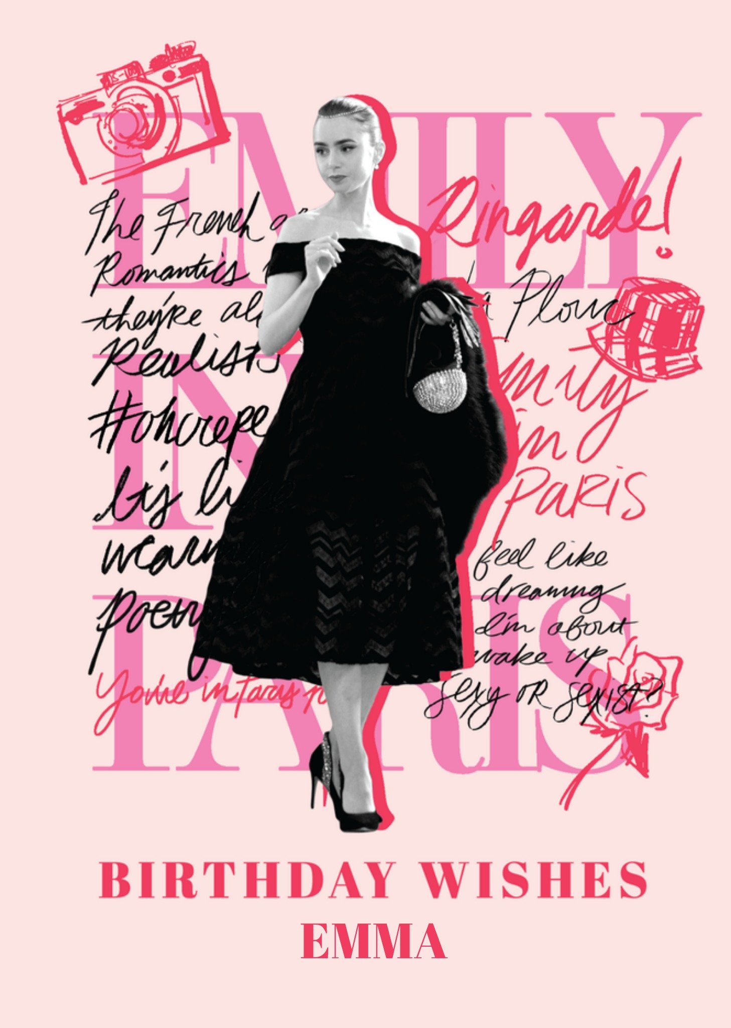 Verjaardagskaart Met naam Kaart Emily in Paris