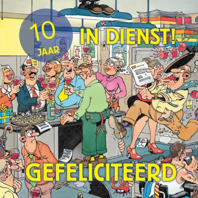 Grappige Kantoor Illustratie 10e Jubileum Kaart