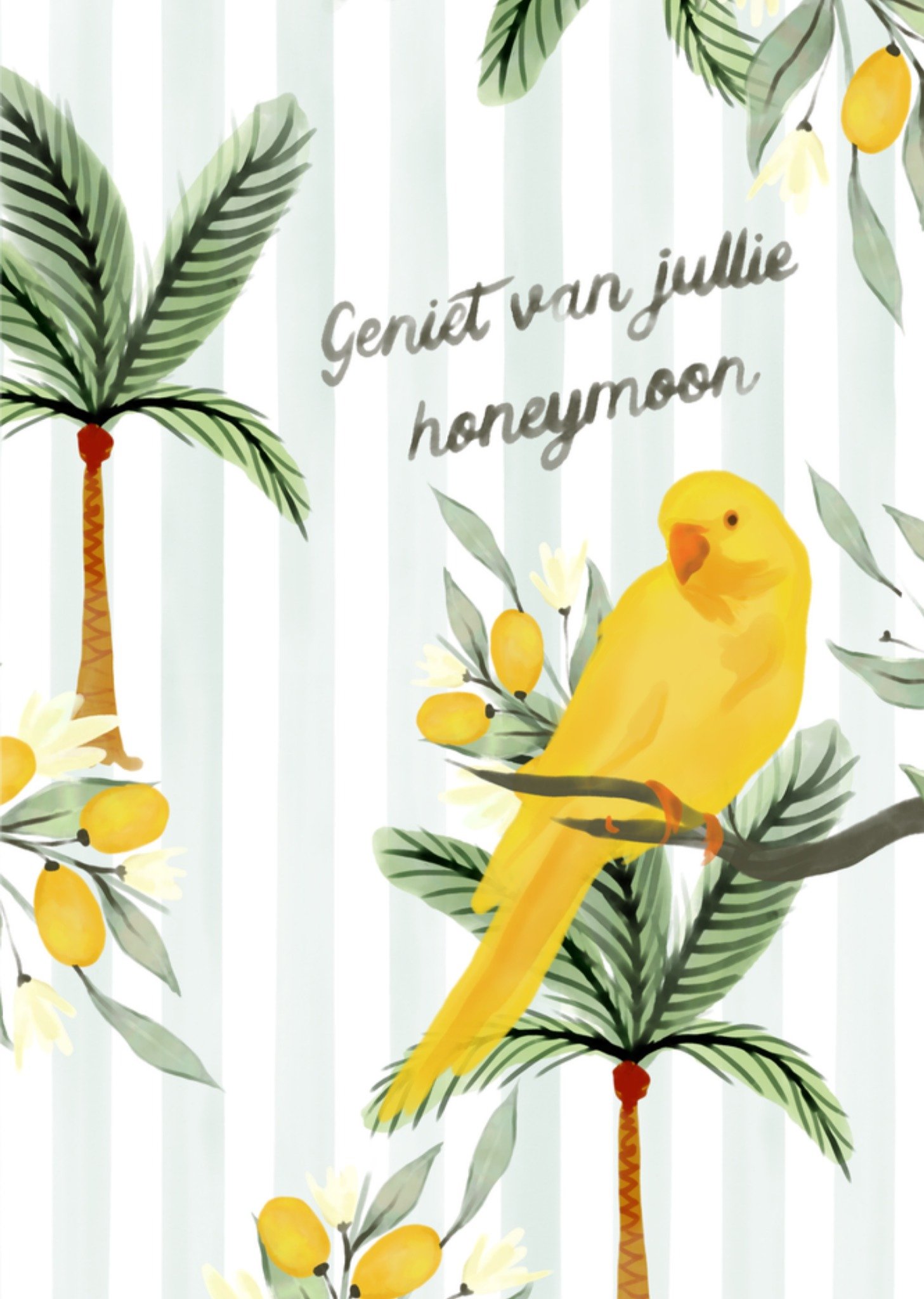 Huwelijkskaart Honeymoon Tropisch Kaart Greetz