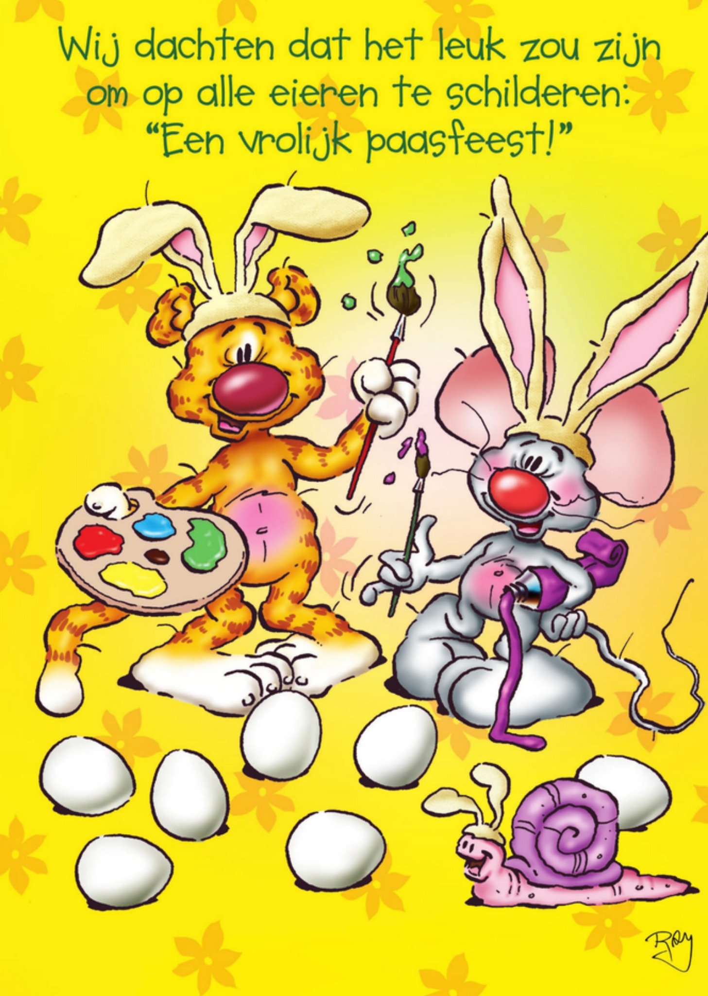 Paaskaart kat en muis Kaart Doodles