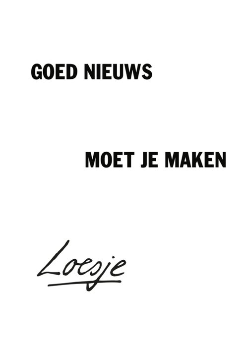 Loesje | Huwelijkskaart | Goed nieuws