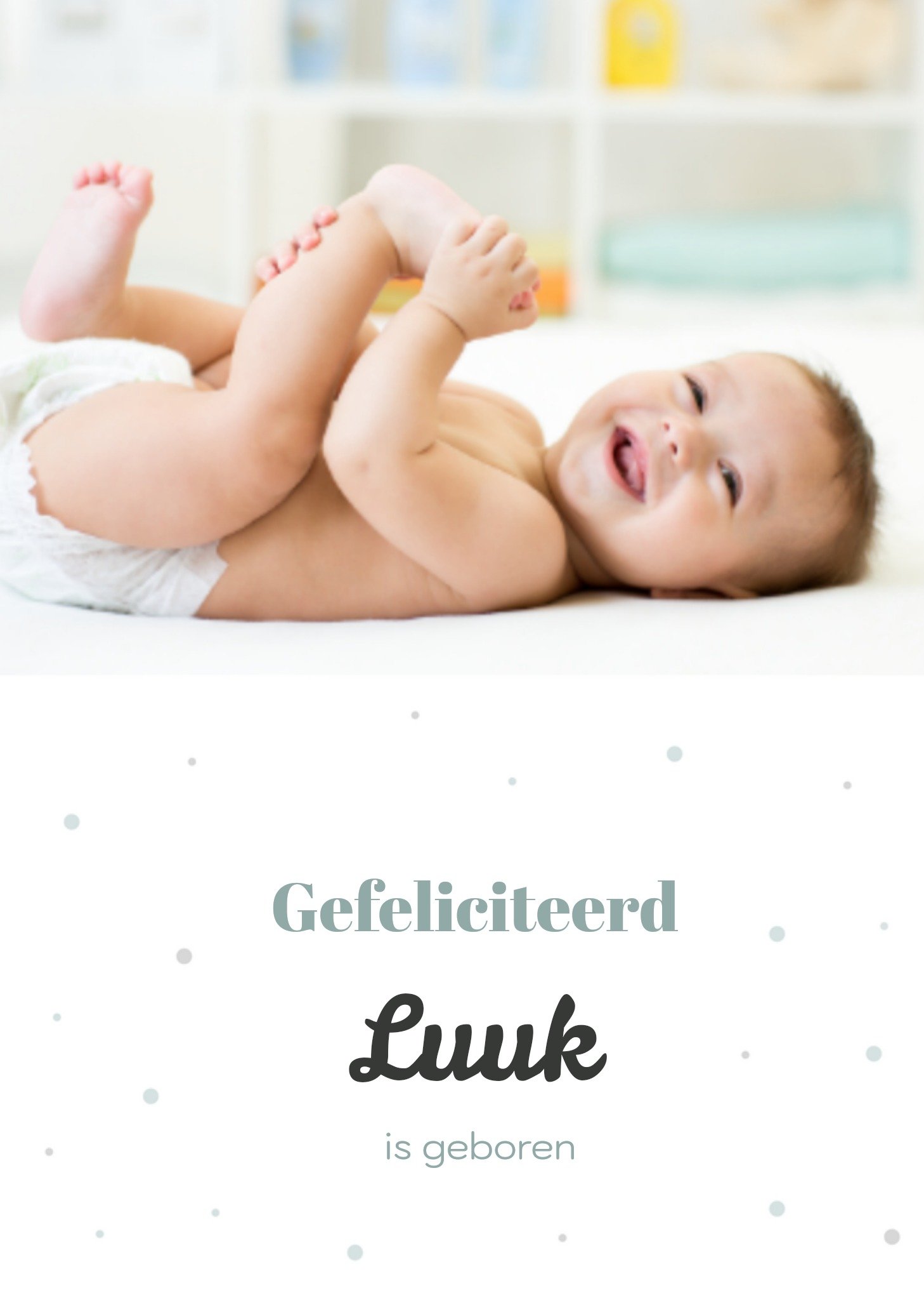 Geboortekaart fotokaart met naam Greetz