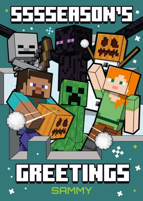 Minecraft | Kerstkaart | Season's Greetings | Met naam