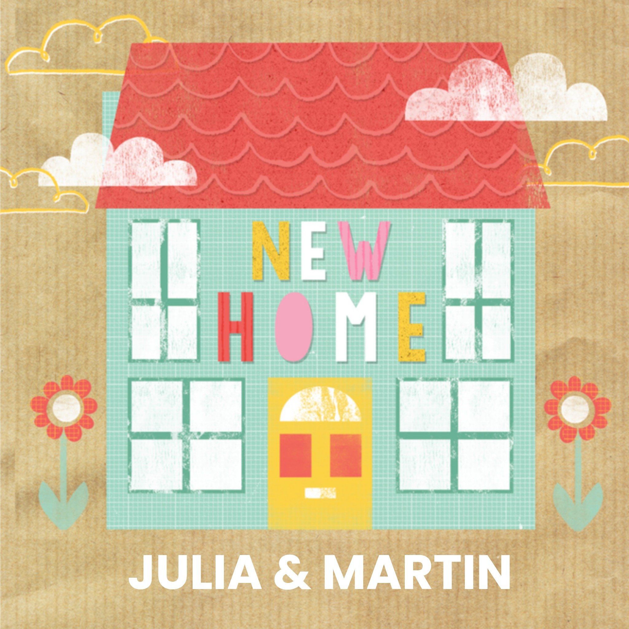 Greetz Nieuwe woning kaart met naam Vierkant