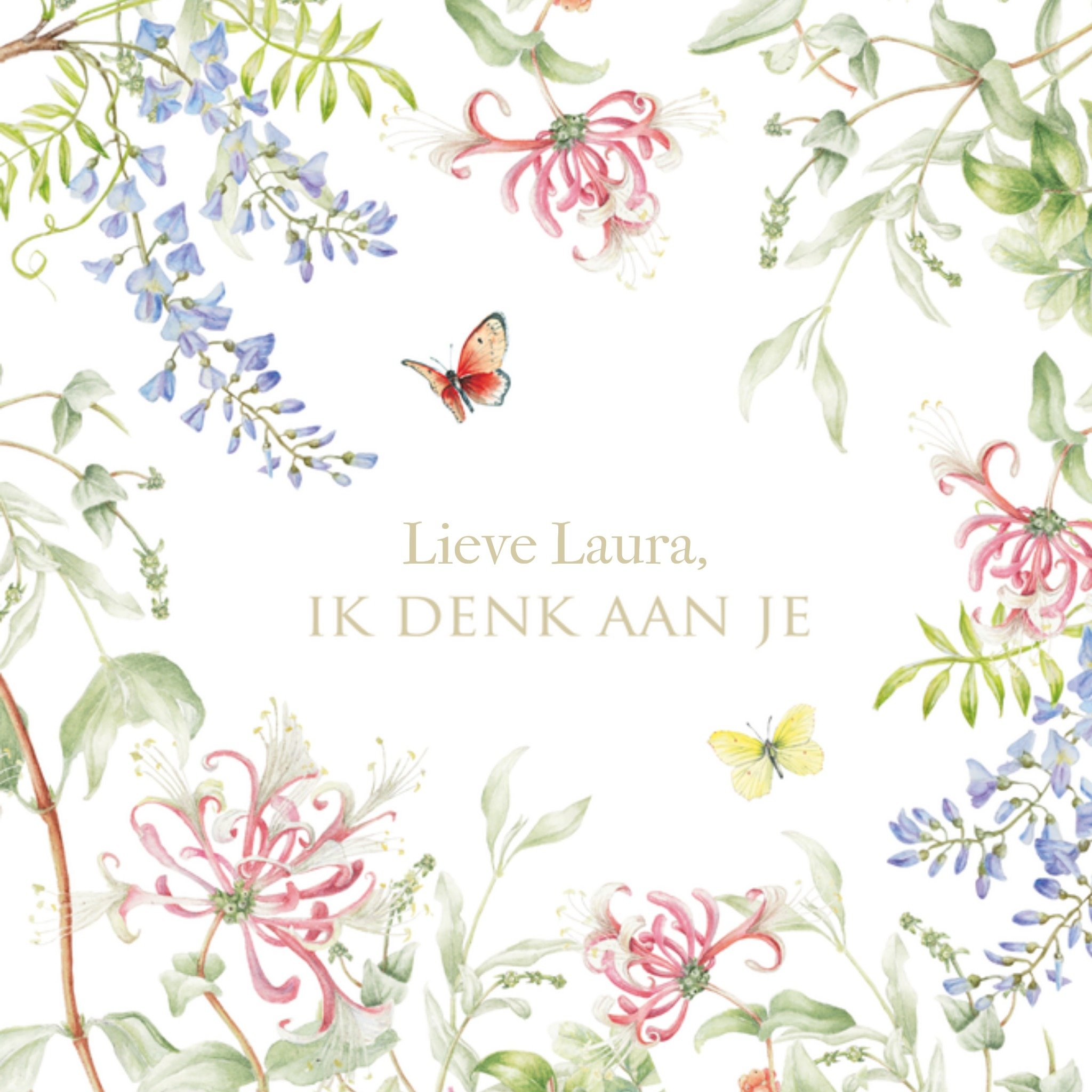 Denken aan kaart met naam Vierkante Kaart Janneke Brinkman