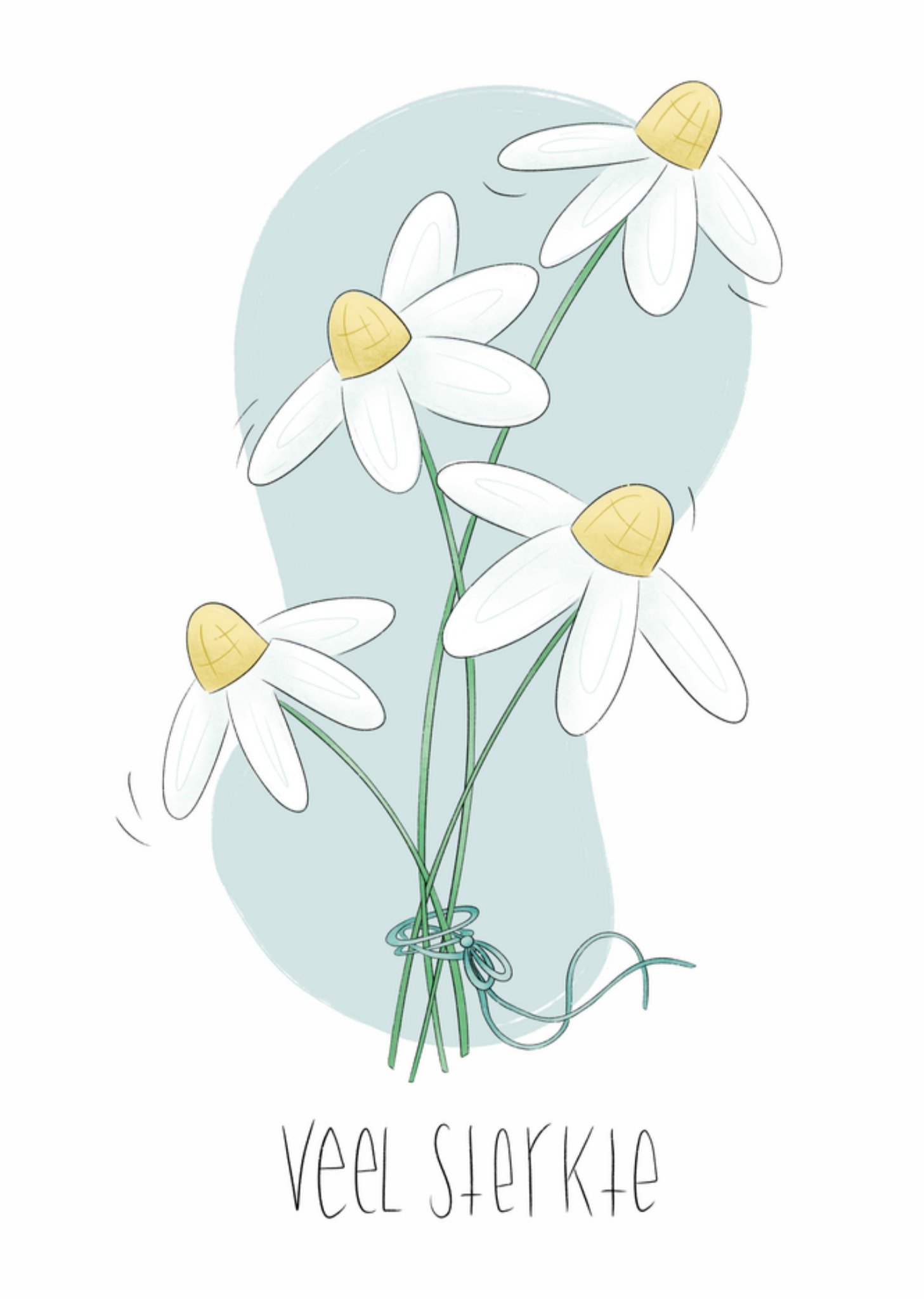 Condoleancekaart Veel sterkte Bloemen Kaart Studio Fred Illustraties