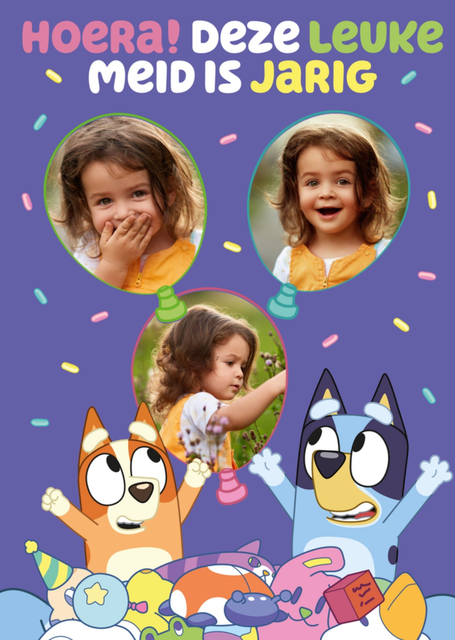 Verjaardagskaart Bluey Deze leuke meid is jarig Greetz