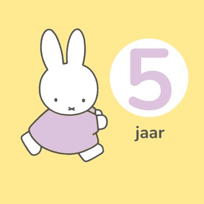 Miffy | Verjaardagskaart | 5 jaar | Aanpasbare tekst