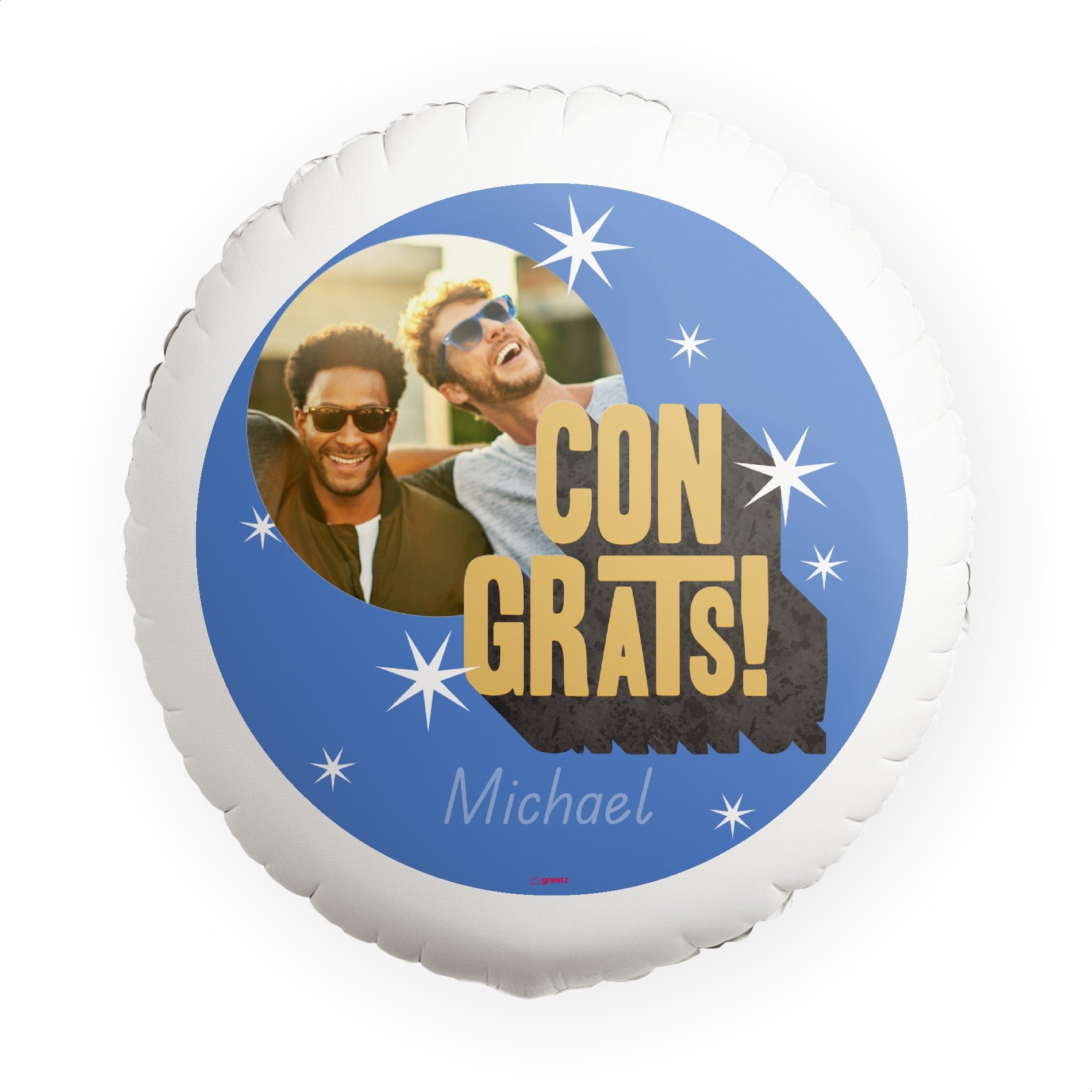Ballon Congrats met eigen foto en naam Greetz