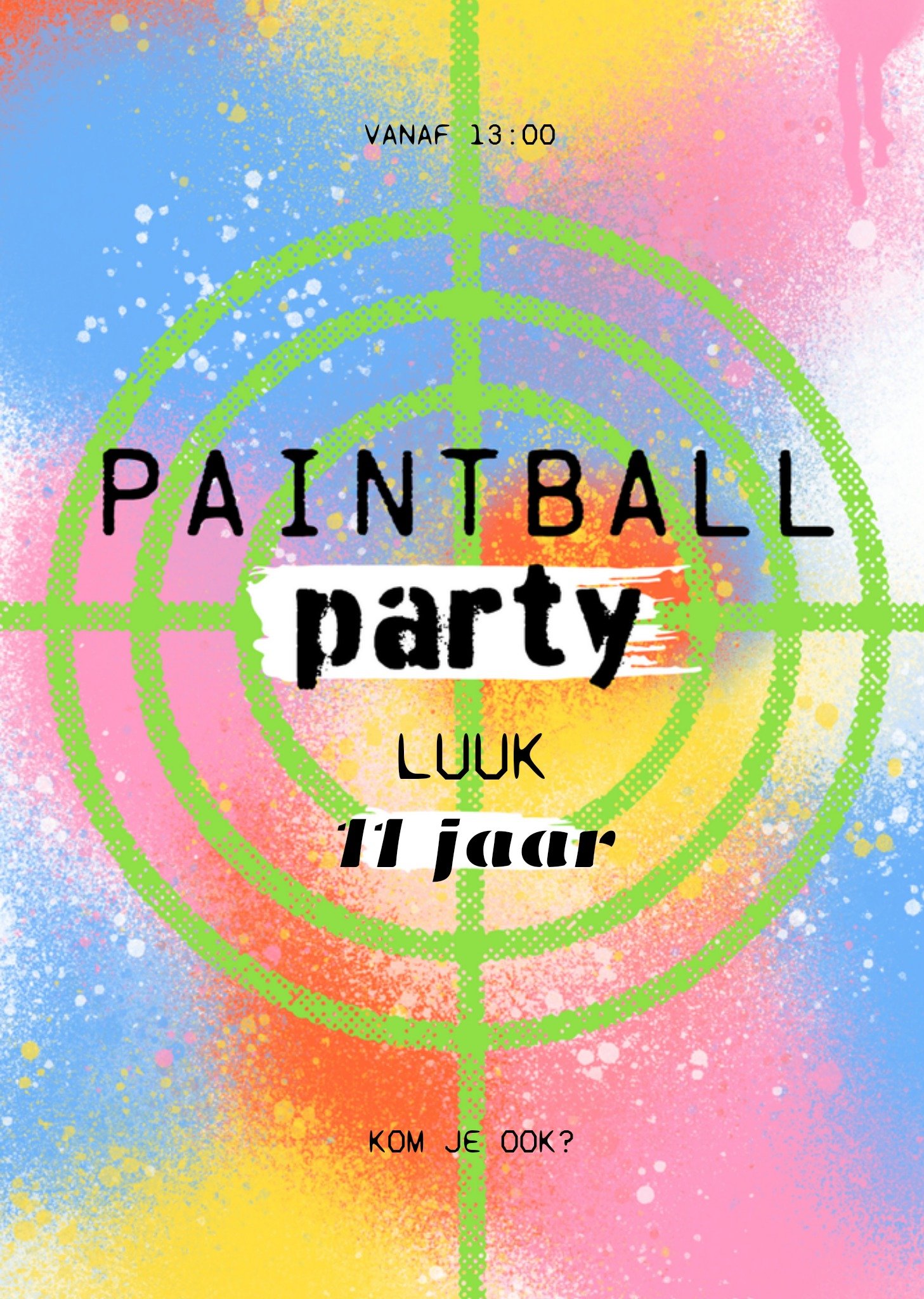Kinderfeestje Paintball Kaart Greetz