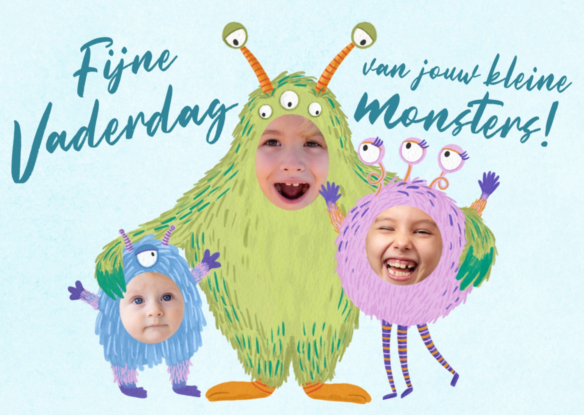 Vaderdagkaart Van jouw 3 klein monsters Kaart Greetz