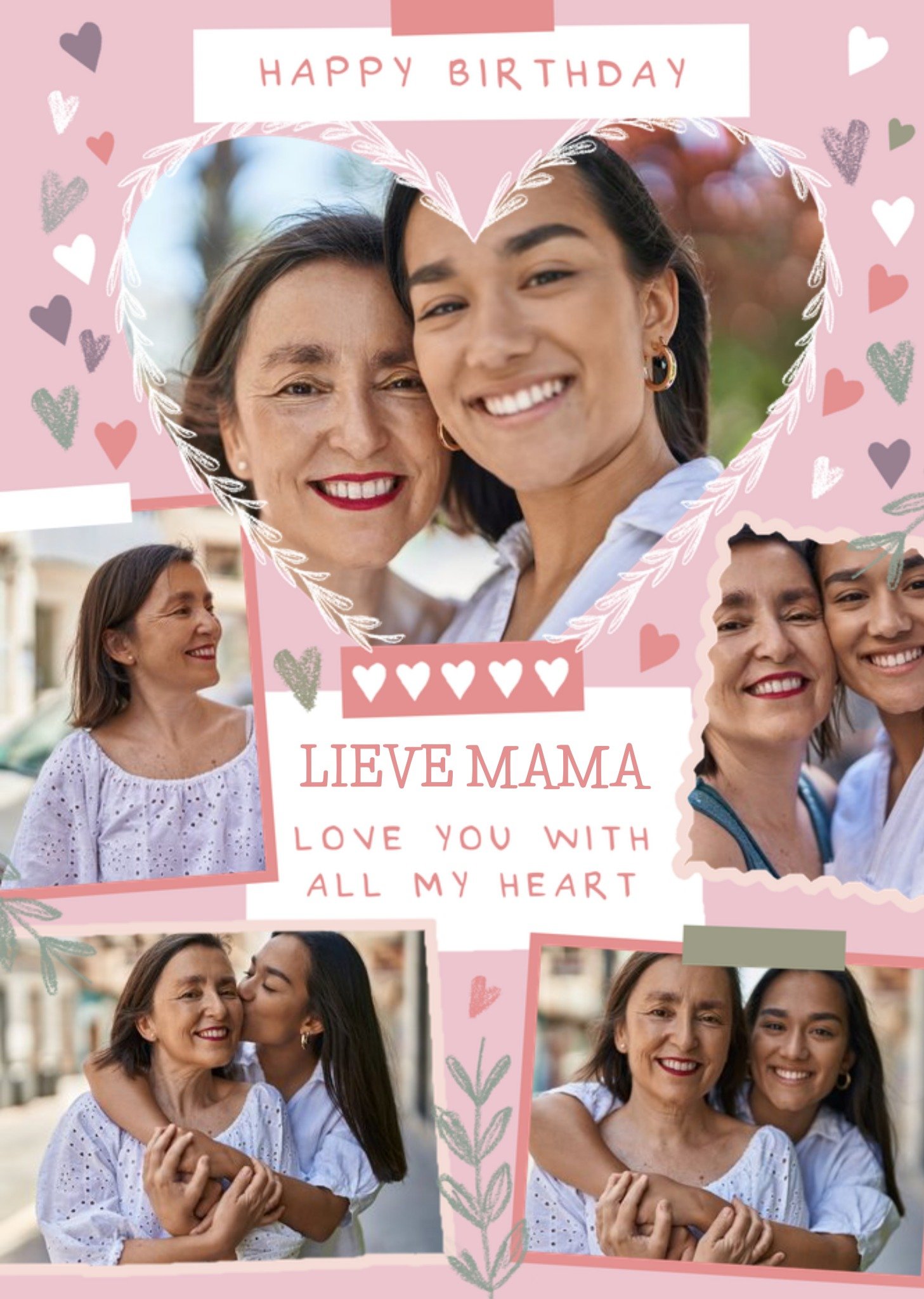 Verjaardagskaart Hartjes Lieve Mama Kaart Greetz