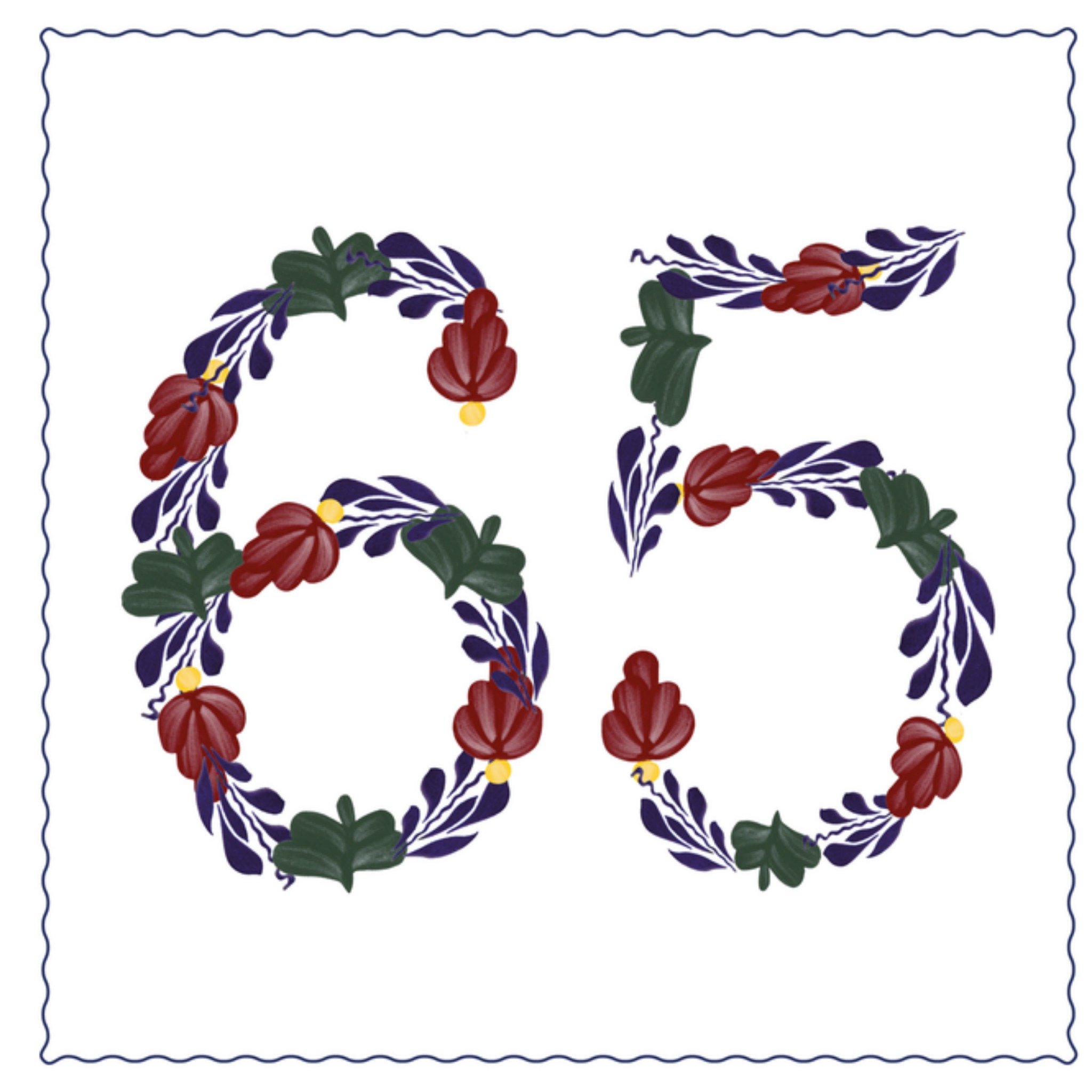 Verjaardagskaart 65 Vierkante Kaart Boerenbont